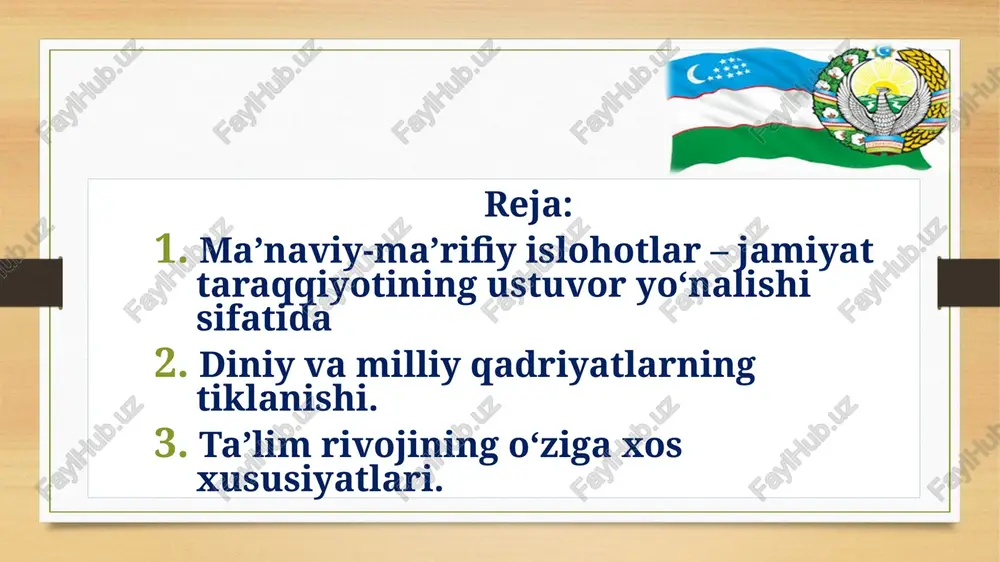 r yo‘nalishidagi tadbirlar ma’naviy-ma’rifiy islohotlarni yanada chuqurlashtirish va ularning samaradorligini oshirish chora-tadbirlari to‘g‘risida bobokalonlarimizning ma’naviy merosi xalqimizga qaytarildi, tavallud topgan kunlari mamlakat va xalqaro miqyosda keng nishonlandi 1991 yil ― alisher navoiy tavalludining 550 yilligi; 1993 yil ― bahouddin naqshbandiyning 675 yilligi; 1993 yil ― najmiddin kubro tavalludining 850 yilligi; 1994 yil ― mirzo ulug‘bek tavalludining 600 yilligi; 1995 yil ― mahmud az-zamaxshariyning 920 yilligi; 1996 yil ― amir temur tavalludining 660 yilligi; 1998 yil ― imom buxoriy tavalludining 1225 yilligi; 1998 yil ― ahmad al-farg‘oniy tavalludining 1200 yilligi; 1999 yil ― jaloliddin manguberdining 800 yilligi; 2000 yil ― burhoniddin marg‘inoniyning 910 yilligi; 2000 yil ― imom moturidiy tavalludining 1130 yilligi; 2000 yil ― kamoliddin behzod tavalludining 545 yilligi; 2003 yil ― abduxoliq g‘ijduvoniyning 900 yilligi; 2004 yil ― xoja ahror valiyning 600 yilligi o‘zbekiston hududida xalqning ulug‘vor va shonli tarixiga oid 2000 dan ortiq yodgorliklar ta’mirlandi. abduxoliq g'ijduvoniy maqbarasi …