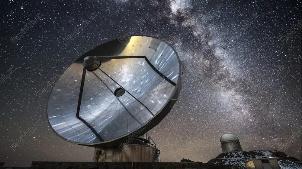 ik poluchaetsya, kogda antenna napravlena na tsentr mlechnogo puti. yanskiy soznaval, chto progress v radioastronomii potrebuet antenn bolshix razmerov s bolee ostrimi diagrammami, kotorie doljni bit legko orientiruemi v razlichnix napravleniyax. on sam predlojil konstruktsiyu parabolicheskoy antenni s zerkalom 30,5 m v diametre dlya raboti na metrovix volnax. odnako ego predlojenie ne poluchilo podderjki v ssha. istoriya (2). vtoroe rojdenie v 1937 godu grout reber, radioinjener iz uetona, zainteresovalsya rabotoy yanskogo i skonstruiroval na zadnem dvore doma svoix roditeley antennu s parabolicheskim reflektorom diametrom 9,5 m. eta antenna imel meridiannuyu montirovku, to est bila upravlyaema lish po uglu mesta, a izmenenie polojeniya lepestka diagrammi po pryamomu vosxojdeniyu dostigalos za schyot vrasheniya zemli. antenna rebera bila menshe, chem u yanskogo, no rabotala na bolee korotkix volnax, i eyo diagramma napravlennosti bila znachitelno ostree. 13 pervie radiokarti sovershenstvuya svoyu apparaturu, reber predprinyal sistematicheskiy obzor neba i v 1944 godu opublikoval pervie radiokarti …