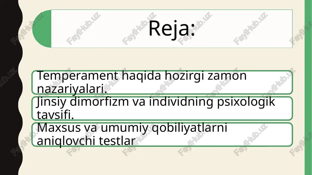 a hissiy tafakkur talab qiladigan faoliyatlarda ustunlik ko‘rsatadi. emotsional soha: ayollar hissiy reaksiyalarda kuchliroq bo‘lib, empatiya va muloqotga ko‘proq moyillik ko‘rsatadi. erkaklar esa hissiyotlarni boshqarishda ko‘proq nazorat qobiliyatiga ega bo‘lishlari mumkin. xulq-atvor: erkaklar ko‘proq raqobatbardosh va xavfga moyil bo‘lishadi. ayollar ijtimoiy aloqalarga e’tibor qaratib, hamkorlikka intiluvchanlik bilan ajralib turadi. jinsiy dimorfizm nafaqat biologik, balki ijtimoiy va madaniy omillardan ham kelib chiqadi, bu esa shaxsning shakllanishida muhim ahamiyatga ega. maxsus va umumiy qobiliyatlarni aniqlovchi testlar qobiliyatlarni aniqlash uchun turli xil psixologik testlar ishlab chiqilgan bo‘lib, ular insonning umumiy va maxsus qobiliyatlarini baholash imkonini beradi. umumiy qobiliyat testlari: intellektni o‘lchash testlari (iq): veksler intellekt shkalasi. r. kettelning iq testlari. ushbu testlar insonning mantiqiy fikrlash, xotira va idrok kabi umumiy aqliy qobiliyatlarini baholashga mo‘ljallangan. o‘rganish qobiliyatini baholash testlari: bu testlar shaxsning yangi ma’lumotlarni qabul qilish va qayta ishlash qobiliyatini aniqlashga yordam beradi. maxsus qobiliyat testlari: ijodkorlikni baholash: torrensning ijodiy fikrlash testlari. ushbu testlar …