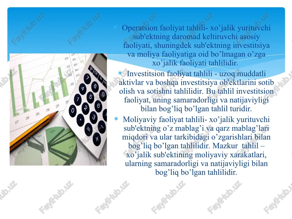 . sotish jarayonini quyidagicha ifoda etish mumkin: r = t1 + m - t2 sotilgan mahsulot hajmi tahlili realizatsiya hajmi, ishlab chiqarish xarajatlari va foyda ko‘rsatkichlari o‘zviy bog‘liqlikka ega. realizatsiya hajmi orqali yalpi daromad, yalpi tushum ko‘rsatkichiga ega bo‘linadi. uning ishlab chiqarish xarajatlari bilan taqqoslash asosida foyda, natija ko‘rsatkichiga chiqiladi. buni matematik ifodada quyidagicha tasvirlash mumkin. f(d)=msst-micht (tcok) bunda; f(d)-foyda(daromad); msst-maxsulot sotishdan sof tushum; micht (tsok)-mahsulotni ishlab chiqarish tannarxi (sotib olingan tovarlar qiymati). buxgalteriya hisobida mahsulot chiqishi, xarajat va natija aloqadorligini quyidagi bog‘lanishda hisobga olish tartibi ham belgilanadi. mahsulot chiqishi – xarajatlar = natija natijaviy ko‘rsatkich demakki, mahsulot ishlab chiqarish hajmiga yoki tovaroborot ko‘rsatkichiga hamda ishlab chiqarish xarajatlari yoki tovarlarni sotib olish qiymatiga bog‘liq, deb qaraladi. 3.3.realizatsiya hajmi, ishlab chiqarish xarajatlari va foyda aloqadorligining tahlili. kritik hajm darajasi, mahsulot ishlab chiqarish va sotishning foyda keltirish hajmini tahlili mahsulot sotish hajmi, ishlab chiqarish xarajatlari va natija aloqadorligini ko‘rsatkichlar tizimi daromad xarajat …
