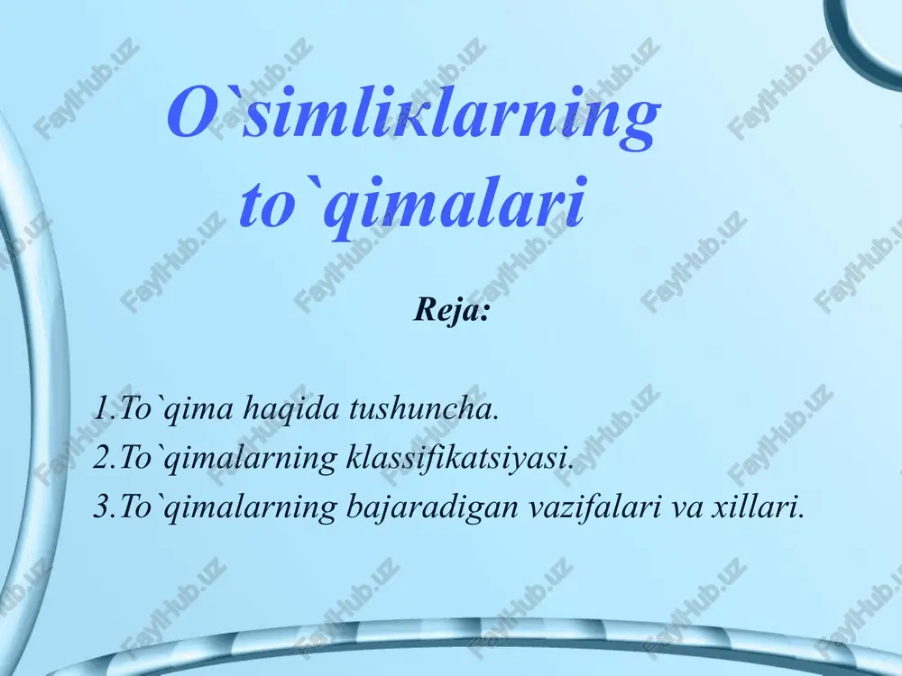 jayraning ketma- ket bo`linishi natijasida rivojlanadi. keyinchalik bu hujayradan kelib chiqishga ko`ra birlamchi hisoblangan har xil to`qimalar ajraladi. birlamchi meristemadan cho`ziq va ingichka hujayralar guruhi ham ajralib chiqa boshlaydi va ular o`sish konusidan birmuncha pastda joylashadi. prokambiy to`qimasi asosan bir pallali o`simliklarda uchraydi. birlamchi yog`ochlik va birlamchi lubni hosil qilgandan keyin bir pallali o`simliklarda o`zi yo`q bo`lib kyetadi. ikki pallali o`simliklarda esa yoshlik vaqtida bo`ladi. birlamchi yog`ochlikni va birlamchi lubni hosil qilib o`zi yo`qola boradi. yo`qolib borayotgan bir qism prokambiy hujayralarini qayta bo`linib ko`payishidan kambiy to`qimasi vujudga keladi. kambiy to`qimasi hosil qilishda davom yetadi va chetga tomon ikkilamchi lub, markazga tomon ikkilamchi yog`ochlik qatlanaveradi. natijada ikki pallali o`simliklarni o`q organlari o`sib, yo`g`onlashaveradi. hosil qiluvchi to`qimalar o`simliklar hayotida muhim rol o`ynaydi, chunki ularning ishtirokisiz o`simliklar o`smaydi va yangi organlar hosil qilmaydi. hosil qiluvchi to`qimalar o`simliklarda joylashgan o`rniga ko`ra 4 xil bo`ladi. 1). tepa- apikal meristema 2). interkalyar meristema 3).yon meristema 4). …