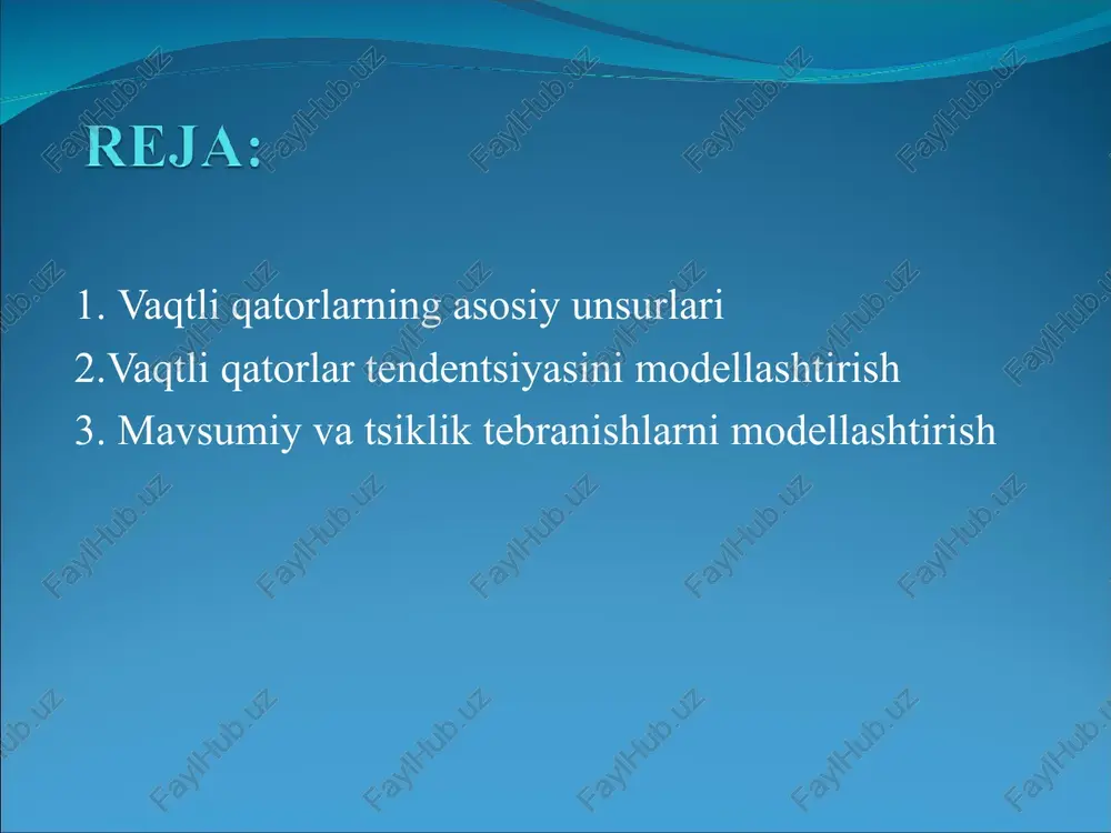 qator darajalarini vaqtga bog’liqligini yoki trendni tavsiflovchi analitik funktsiyalarni tuzishdan iborat. bu usul vaqtli qatorlarni analitik tekslash deb ataladi. trendlarni tuzish uchun ko’proq quyidagi funktsiyalar qo’llaniladi: chiziqli trend: giperbola: eksponentsial trend: ko’rsatkichli funktsiya shaklidagi trend: ikki va undan yuqori tartibli parabola: tendentsiya turlarini aniqlashning bir qancha usullari mavjud. eng ko’p tarqalgan usullar qatoriga o’rganilayotgan jarayonni sifat jihatidan tahlil qilish, qator darajalarini vaqtga bog’liqligi grafigini qurish va uni tahlil qilish, dinamikaning ayrim asosiy ko’rsatkichlarini hisoblash usullarini kiritish mumkin. tendentsiya turlarini aniqlashda qator darajalarining avtokorrelyatsiya koeffitsientlarini qo’llash mumkin. tendentsiya turi berilgan va qayta tuzilgan qatorlar darajalari bo’yicha hisoblangan birinchi tartibli avtokorrelyatsiya koeffitsientlarini solishtirish yo’li bilan aniqlanadi. trend parametrlarini hisoblash. misol.«n»-yilning 10 oyi nominal oylik ish haqining oylar bo’yicha «n-1»-yilning dekabr oyidagi darajasiga nisbatan foiz hisobida o’sish sur’ati haqidagi ma’lumotlar 1-jadvalda berilgan. oylar nominal oylik ish haqining o’sish sur’ati oylar nominal oylik ish haqining o’sish sur’ati yanvar 82,9 iyun 121,6 fevral 87,3 iyul …