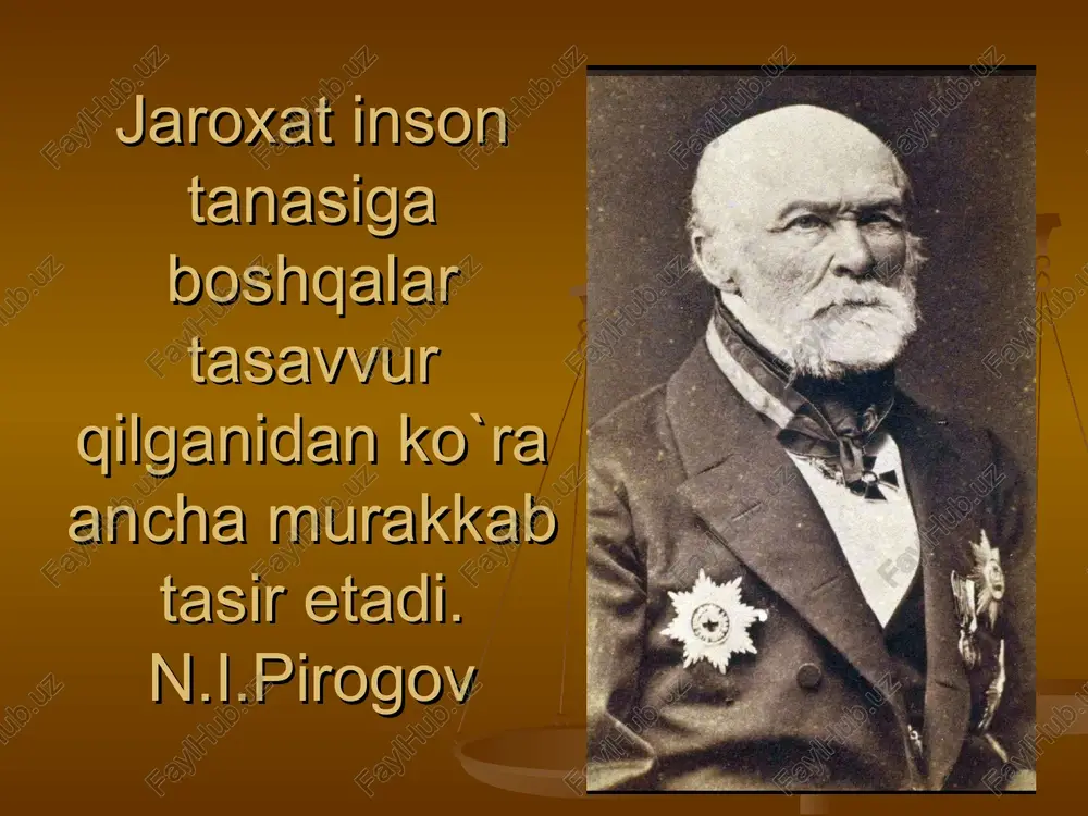 uzatilgan. urush davridagi zotiljamlar asosan kichik o`choqlidir,6-10% xollardagina krupoz zotiljam aniqlangan. bosh jaroxatlanganda kelib chiqadigan zotiljamlar yaralanishdan so`ng bir necha soat yoki dastlabki kunlarda namoyon bo`ladi.unda jarayon asosan xar ikkala o`pkada kichik o`choqli zotiljamlar yuzaga kelishi bilan kechadi.o`pka eshitib ko`rilganda uning orqa pastki bo`lomlarida nafas pasayib mayda pufakli xirillashlar eshitiladi,o`pka sozasi barmoqlar bilan urib ko`rilganda bo`g`iq ovoz eshitilmasligi xam mumkin,tana xarorati keskin oshmasdan subfebril bo`ladi.o`pka rentgenda ko`rilgandan so`ng kasallik aniqlanadi,tana xarorati ko`tarilishi jaroxat xisobiga xam bo`lishi mumkin. yurak va tomirdagi kasalliklar jaroxat ilgan zaxoti va bir qancha vaqt o`tgach namoyon bo`lishi mumkin,jaroxatlangan vaqtdagi yurak urish tezlashishi,yurak sozasida og`riq turishi va xansirash ko`proq uchraydigan belgilar xisobllanadi.bazi xollarda yurak urish soni va maromi buziladi.ko`pincha yurak urishi tezlashishi yurakda kuchli og`riq bilan kechadi.og`ir yaradorlarda kollapz va shok xolati kuzatiladi.yurak faoliyatidagi o`zgarishlar bilan bir qatorda tomirlar tasirlanishi belgilari nomoyo bo`ladi.yarador o`zini qizib ketganday xis qiladi,yuzi qizarib ter bosadi. miokardit asosan jaroxatlangandan so`ng ancha vaqt …