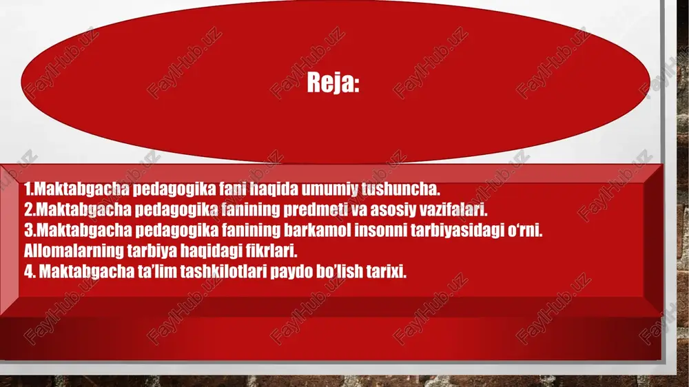 oshida maktablar tashkil etilib, kohinlar tomonidan bolalarning ta’lim-tarbiya tizimi ishlab chiqilgan. bu ta’lim- tarbiya tizimi quyidagi tartibda amalga oshirilgan: diniy va axloqiv tarbiya, jismoniy tarbiya, o‘qish vayozishga o‘rgatish. ota-bobolarimiz azal-azaldan bola tarbiyasiga alohida e'tibor qaratganlar. imom albuxoriy, iso at-termiziy, abu rayhon beruniy, az-zamaxshariy, abdurauf fitrat, abdulhamid-cho‘lpon, abu ali ibn sino, alisher navoiy singari ulug‘ olimu adiblar, fozilu-fuzalolar ta’lim-tarbiya borasida ko‘p asarlar bitganlar. sharq pedagogikasining asoschilari abu nasr farobiyning «fozil odamlar shahri», yusuf xos xojibning «qutadg‘u bilig» asari, alisher navoiyning «maxbub ul-qulub»i, kaykovusning «qobusnoma»si kabi asarlar bunga dalildir. mazkur ta’limiy asarlarda inson shaxsini ma’naviy kamolga etkazish yuksak xulq-odob, ilm-fanni egallash asosidagina amalga oshirish mumkin, degan g‘oya ilgari surilgan. haqiqiy bilimga asoslangan ta’limiy uslub shakllanadi.natijada ta’lim-tarbiya olimlar diqqat markazida bo‘ldi. farobiy ta’lim-tarbiyaga bag‘ishlangan asarlarida inson takomilida ta’limtarbiyaning muhimligi, unda nimalarga e'tibor berish zarurligi, ta’lim-tarbiya usul va uslublari haqida fikr yuritilgan. «fozil odamlar shahri», «baxt saodatga erishuv to‘g‘risida», «ilmlarning kelib chiqishi» kabi maorifiy …