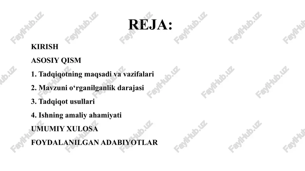 energiya va resurs tejamkorligini oshirish uchun yangi texnik yechimlar ishlab chiqish rejalashtiriladi. shuningdek, amaliy qurilish sharoitlarida cho‘yan quvurlarni o‘rnatishning optimal usullarini aniqlash, ishchi xavfsizligini ta’minlash, montaj jarayonida qo‘llaniladigan materiallar va asbob-uskunalarning samaradorligini baholashga qaratilgan. tadqiqotning vazifalari cho‘yan quvurlarni montaj qilish jarayonini to‘liq o‘rganish uchun quyidagi vazifalar belgilandi: cho‘yan quvurlarining asosiy turlari, tuzilishi va texnik xususiyatlarini aniqlash. quvurlarni montaj qilish bosqichlari — tayyorlov, joylashtirish, biriktirish, sinov va nazorat jarayonlarini tahlil qilish. montaj jarayonida uchraydigan muammolar va nosozlik sabablarini aniqlash hamda ularni bartaraf etish yo‘llarini ishlab chiqish. texnika xavfsizligi va mehnat muhofazasi talablarini chuqur o‘rganish va ularni amaliyotda qo‘llash usullarini taklif etish. cho‘yan quvurlarni montaj qilishda zamonaviy texnologiyalar, asbob-uskunalar va materiallardan foydalanish imkoniyatlarini asoslash. qurilish sifatini oshirish va tizimlarning ishonchliligini ta’minlashga qaratilgan amaliy tavsiyalar ishlab chiqish. mavzuni o‘rganilganlik darajasi cho‘yan quvurlarni montaj qilish texnologiyasi sohasida bir qator ilmiy izlanishlar olib borilgan. mahalliy olimlar a. jo‘rayev, m. karimov, sh. rasulov kabi mutaxassislar o‘z …