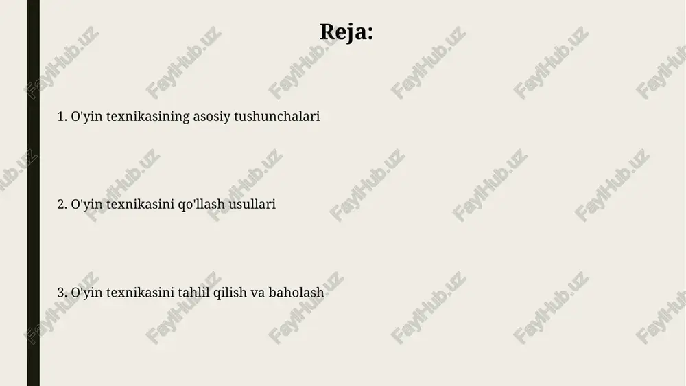 ir, bunda pozitsiya tanlash 70% ahamiyatga ega. himoya texnikasida “qarshi hujum” degan tushuncha bor, bunda himoyachi to'pni olib qo'ygandan so'ng 3-5 soniya ichida tezkor hujumga o'tishi ko'zda tutiladi. o'tish texnikasi "o'tish texnikasi"da asosiy maqsad - to'pni raqib himoyasidan o'tkazish va jamoa hujumini davom ettirish. bunga to'pni uzatishning aniqligi (80%+) va tezligi orqali erishiladi. "o'tish texnikasi"da "diagonal uzatish" kabi variantlar mavjud bo'lib, bu raqibning markaziy himoyasini chetlab o'tishga yordam beradi. bu texnika 20-30 metrlik masofaga samarali. to'pni boshqarish texnikasi to'pni boshqarish texnikasi o'yinchiga 100% nazorat imkonini beradi, shu jumladan tezlikni 30-50% ga oshirish, dribling va aniq uzatishlar uchun juda muhimdir. mukammal to'pni boshqarish uchun oyoqning turli qismlari, masalan, ichki, tashqi va oyoqning ustki qismi 75% ishlatiladi, bu esa to'pga aniqlik qo'shadi. pozitsiyani egallash texnikasi pozitsiyani egallash texnikasi 50/50 holatdagi to'qnashuvlarda g'alaba qozonish uchun maydonning strategik nuqtalarini, masalan, 2 yoki 3 qavatli binolarni nazorat qilishni o'z ichiga oladi. ushbu texnika dushman pozitsiyasini …
