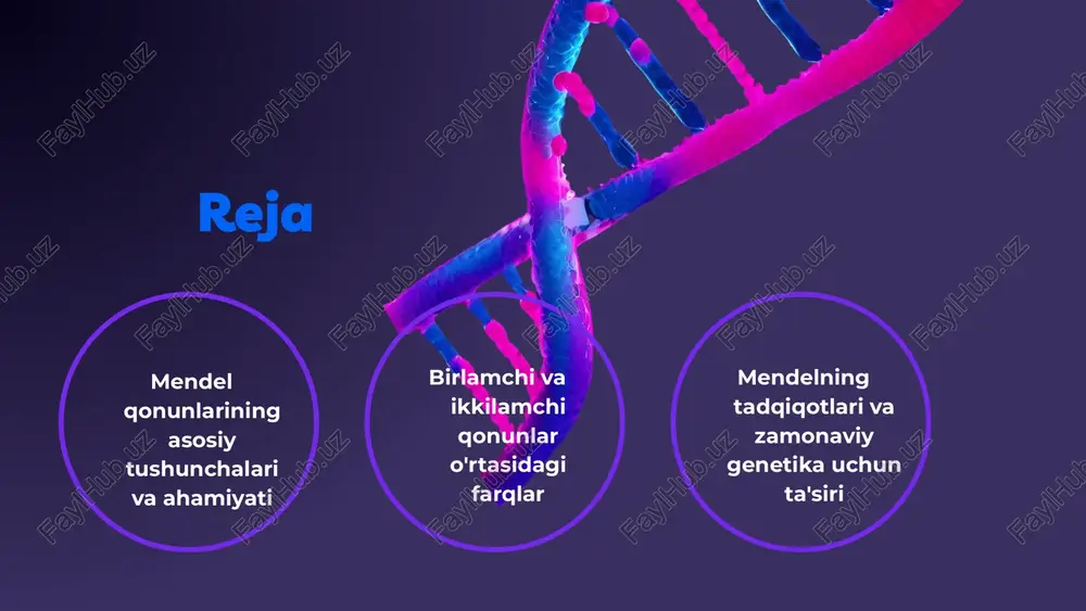 r va no'xat bilan o'tkazgan tajribalari genetik tadqiqotlar uchun muhim ahamiyatga ega bo'lib, ularning asosiy prinsiplarini shakllantirdi. mendel o'z tajribalari davomida dominant va recessiv xususiyatlarni aniqladi. u no'xatlarni o'stirib, ularning ranglari va shakllaridagi farqlarni kuzatdi, bu esa genetik merosni tushunishga yordam berdi. mendelning ikkinchi qonuni, mustaqil taqsimlanish qonuni, xususiyatlarning genetik merosda bir-biridan qanday mustaqil tarzda o'tishini ko'rsatadi. bu qonun genlar o'rtasidagi aloqani tushunishga asoslangan. photo by national cancer institute on unsplash photo by national cancer institute on unsplash genotip va fenotip tushunchalari genotip va fenotip - irsiyatning asosiy tushunchalari. genotip organizmning genetik tarkibini ifodalaydi, fenotip esa uning tashqi ko'rinishi va xususiyatlarini belgilaydi. bu tushunchalar mendel qonunlari bilan bog'liq bo'lib, irsiyat jarayonini tushunishga yordam beradi. genotipning ta'rifi genotip - organizmning genetik ma'lumotlari to'plami. fenotipning ta'rifi fenotip - organizmning tashqi ko'rinishi va xususiyatlarining ifodasi. misollar masalan, qora yoki oq rangdagi gullar genotipga bog'liq. mendel qonunlarining zamonaviy ahamiyati genetika va biotexnologiyadagi roli mendel …