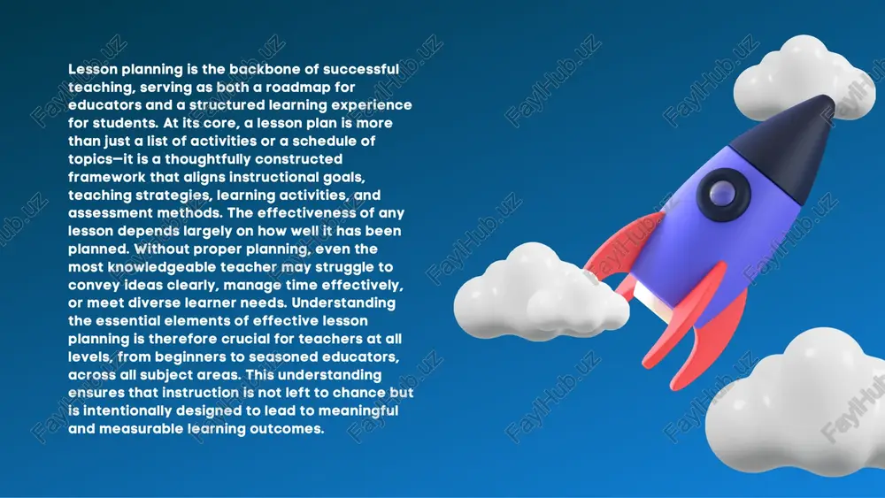 lesson planning requires a deep awareness of who the learners are. this involves considering factors such as age, cultural background, language proficiency, learning styles, and previous experience with the subject matter. for instance, when teaching a mathematics concept like fractions, a teacher working with younger learners might use visual aids and hands-on activities, while with older students, the lesson might focus more on abstract problem-solving and real-world applications. by taking into account learners’ backgrounds, teachers can design lessons that are both accessible and engaging, preventing boredom for advanced learners and frustration for those who need more support. time management is also an essential consideration in lesson planning. a well-planned lesson allocates time for each activity in a way that balances teacher-led instruction, guided practice, independent work, and assessment. without careful time allocation, teachers risk spending too long on one part of the lesson and rushing through others, leaving students with …