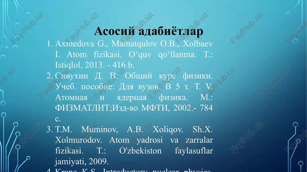 a jism bilan muvozanatda bo'lgan nurlanish muvozanatli issiqlik nurlanishi deyiladi. issiqlik muvozanati holatidagi temperatura issiqlik muvozanati temperaturasi deyiladi. nurlanish muvozanati holati jismlarda o'z – o'zidan hosil bo'ladigan oddiy holat hisoblanadi. kirxgof qonuni jismlar va issiqlik nurlanishi muvozanatda bo'lganda, jismning chiqarish va yutish qobiliyatlarining o'zaro nisbatlari jismlarning shakli va tuzilishiga bog'liq bo'lmay, u temperatura va to'lqin uzunligining universal funktsiyasi bo'lib, hamma jismlar uchun bir xil hisoblanadi bu munosabat kirxgof qonunini ifodalaydi(1859 yil) gustav robert kirxgof gustav robert kirchhoff gustav robert kirxgof (nem. gustav robert kirchhoff; 12 mart 1824, kyonigsberg — 17 oktyabr 1887, berlin) — xix asrning buyuk fiziklaridan. stefan-boltsman qonuni absolyut qora jismning to'la nur chiqarish qobiliyati uning absolyut temperaturasining to'rtinchi darajasiga proportsional: boltsman lyudvig boltsman (boltzmann) lyudvig (20.2.1844, vena, — 5.9.1906, duino, triesta yaqinida), avstriyalik fizik, statistik fizika va fizikaviy kinetikaning asoschilaridan biri. σ – stefan-boltsman doimiyligi bo'lib, uning tajribada aniqlangan son qiymati quyidagicha: σ=5,6710–8 vtm–2 k–4, yoki σ=5,6710–8 …