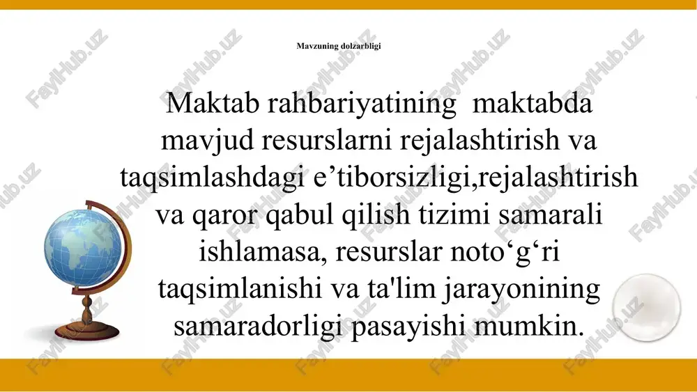o‘llab-quvvatlanishi orqali amalga oshiriladi. maqsad vazifa o‘quvchilarning individual ehtiyojlarini aniqlash va ularni ta'lim resurslari bilan ta'minlash, shu jumladan maxsus ehtiyojlari bo‘lgan o‘quvchilarga moslashgan resurslar yaratish. mavjud resurslarni samarali taqsimlash va boshqarish strategiyalarini ishlab chiqish, resurslarni ta'lim jarayoniga mos ravishda maqsadli yo‘naltirish. maktabning moliyaviy resurslarini rejalashtirish, byudjetni samarali taqsimlash va resurslarni iqtisodiy jihatdan samarali ishlatish. muammo yuzasidan xorijiy tajribalarni o‘rganganligi aqshda maktablar federal, shtat va mahalliy byudjetlarga asoslanadi. o'qituvchilarni qo'llab-quvvatlash, texnologiyalarni ta'lim jarayoniga integratsiya qilish va o'quvchilarga zarur ta'lim resurslarini taqdim etishga katta e'tibor beriladi. fransiyada ta'lim tizimi muntazam ravishda yangilanadi va o'qituvchilar o'z malakalarini rivojlantirish uchun davlat tomonidan beriladigan imkoniyatlardan foydalanadilar.innovatsion ta'lim texnologiyalarini qo'llash: frantsiyada "numérique à l'école" (maktablarda raqamli ta'lim) dasturi orqali ta'lim jarayoniga zamonaviy texnologiyalarni integratsiya qilishga katta e'tibor qaratilmoqda. germaniyada o'qituvchilarni tayyorlash tizimi kuchli va o'qituvchilarga malaka oshirish uchun turli imkoniyatlar taqdim etiladi. o'qituvchilarni zamonaviy ta'lim metodlari va texnologiyalari bilan tanishtirish, pedagogik malakalarni oshirishga yordam berish uchun …