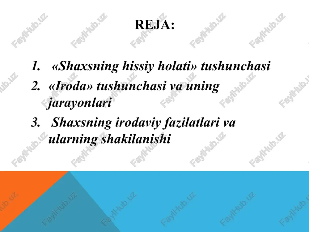 bir xil holat deb tushunish murnkin emas. bunday nuqson ommabop adabiyotlarda, chet ellarda chop etilgan darsliklarda ko`p uchraydi. odatda tashqi alomatlari yaqqol namoyon bd`ladigan his-tuyg`ularning ichki kechinmalarda ilbdalanishidan iborat psixik ja-rayon yuzaga kelishining aniq shaklini emotsiya deb atash maqsadga muvofiq. masalan, ranglarning o`zgarishi, yuzlarning tabassumlanishi, lablarning titrashi, ko`zlarning yarqirashi, kulgu, yig`i, g`amginlik, ikkilanish, sarosima va boshqalar emotsiyaning ifodasidir. lekin vatanparvarlik, javobgarlik, mas`uliyat, vijdon, mehr-oqi-bat, sevgi-muhabbat singari yuksak xislatlarni emotsiya tarkibiga kiritish g`ayritabiiy hodisa hisoblanadi. ushbu emosional kechinmalar o`zining mohiyati, kuch-quvvati, davomiyligi, ta`sirchanligi, yo`nal-ganligi bilan bir-biridan keskin farq qilishlariga qaramay, ularni emotsiya sifatida talqin qilish oddiy safsataga aylanib qolgan bo`lar edi. shu boisdan ularning o`zaro eng muhim farqi shundaki, birisi ijtimoiy (hissiyot), ikkinchisi esa (emotsiya) individual, xususiy aha-miyat kasb etadi. his-tuyg`ularning kechishi subyekt alohida his etayotgan psixik holat sifatida gavdalanadi. bunda biron-bir narsani idrok etish va tushunish, biron-bir narsa to`g`risida bilib olish idrok etilayotgan, tushunib olinayotgan, ma`lum yoki noma`lum narsalarga nisbatan …