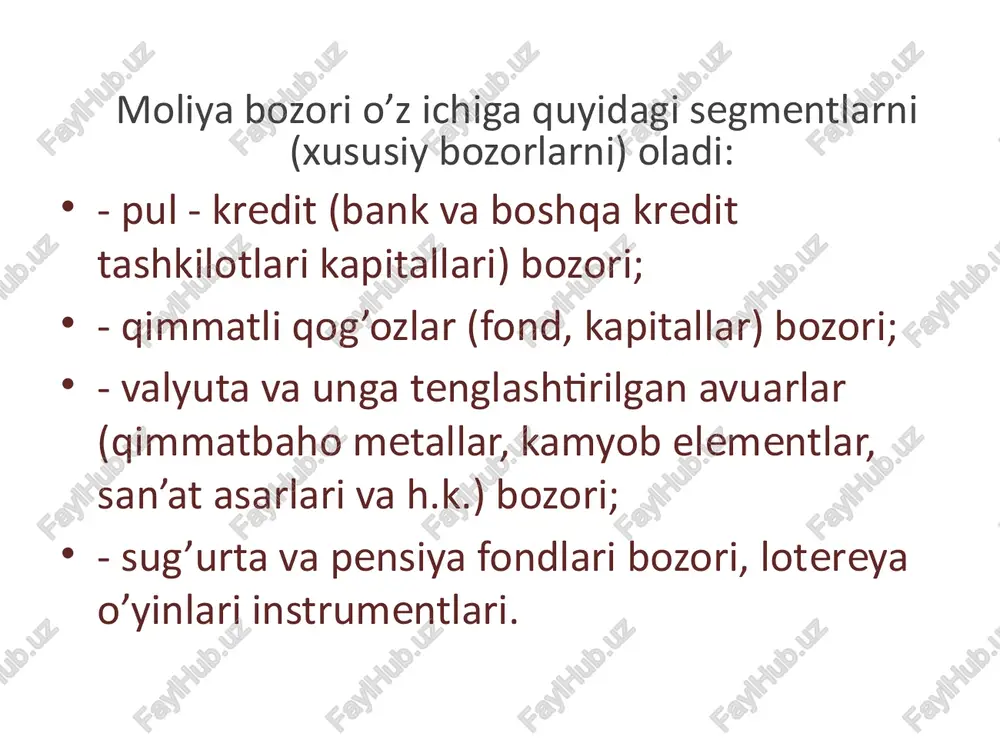 ish (ko’payishi) natijasida pul massasi ortishini tavsiflaydi va quyidagi formula bilan hisoblanadi: () 6 1-masala. moliya bo`limining bergan ma`lumotiga ko`ra, aholi qo`lidagi naqd pullar 11,0 mlrd so`mni, bamkdagi pul qoldig`i 2,0 mlrd so`mni, depozitlar 3 mlrd so`mni, tijorat bankining majburiy zaxiralari 9 mlrd so`mni tashkil etgan. pul multiplikatorini aniqlang? echimi- pul muomlasining samaradorligini tavsiflovchi eng muxim ko’rsatkich – pul massasining aylanish tezligidir. pul massasining aylanish tezligi aylanmalar soni va kunlarda o’lchanadi. pul massasining aylanishlar soni (v) yalpi ichki mahsulotni o’rtacha pul qoldig’iga nisbati bilan o’rganiladi: v=q\m bu erda: q - yalpi ichki mahsulot hajmi; m - o’rtacha pul qoldig’i. indeks metodidan foylanib, pul mssasi aylanish tezligining mutloq o’zgarishini hisoblaymiz: bu umumiy o’zgarish quyidagi omillar o’zgarishi hisobidan ekanligini hisoblash mumkin: parametr bo`yicha aylanish tezligining hisobidan ekanliginin hisoblash mumkin umumiy pul massasida hissasining o`zgarishi hisobidan 2-masala. viloyat bo`yicha quyidagi ma`lumotlar berilgan: pul aylanish tezligini (aylanmalar sonida) har bir davr uchun alohida-alohida aniqlang? …