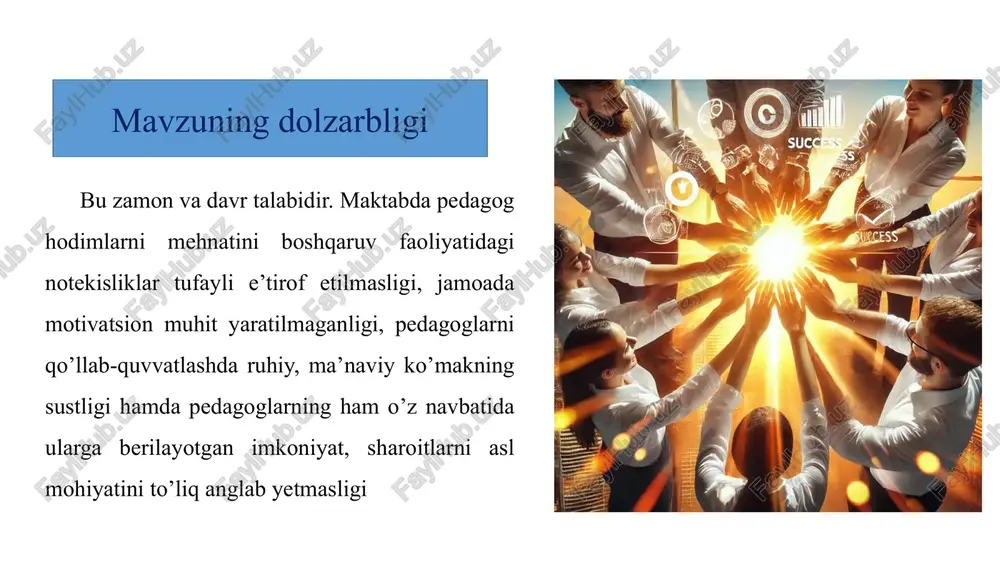 quvvatlash - o‘qituvchilarga malaka oshirish imkoniyatlarini yaratish, innovatsion pedagogik texnologiyalarni o‘rganish uchun sharoit yaratish va ularning kasbiy o‘sishiga ko‘maklashish. rag‘batlantirish tizimini takomillashtirish - moddiy va ma’naviy rag‘batlantirish tizimlarini ishlab chiqish va joriy etish orqali o‘qituvchilarning ishiga bo‘lgan qiziqishini oshirish. ish sharoitlarini yaxshilash - o‘qituvchilar uchun qulay mehnat muhitini yaratish, quyi tizimlarda ortiqcha byurokratik yuklamalarni kamaytirish va kasbiy stress darajasini pasaytirish. zamonaviy xalqaro tajribalarni o‘rganish - dunyodagi ilg‘or ta’lim tizimlari, jumladan, finlyandiya va singapur tajribalarini o‘rganish va ularning samarali modellarini mahalliy ta’lim tizimiga moslashtirish. o‘qituvchilarning ijtimoiy mavqeini oshirish - jamiyatda o‘qituvchi kasbiga bo‘lgan hurmat va e’tiborni kuchaytirish orqali ularning o‘z kasbiga bo‘lgan ishonchini va fidoyiligini oshirish. xorijiy tajribalar o‘qituvchilarning professional rivojlanishi uchun ko‘plab imkoniyatlar mavjud, lekin bu tizim ko‘proq raqobatga asoslangan va natijalarga bog‘liq. o‘qituvchilarga innovatsion metodlarni joriy qilishga rag‘batlantirish uchun grantlar taqdim etiladi. o‘qituvchilarga maoshlar ularning samaradorligi va o‘quvchilarning natijalariga qarab oshiriladi. samarali pedagoglar uchun bonuslar va moliyaviy imtiyozlar taqdim …