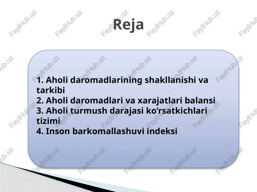 ug’ullanadi. f = yaqq-(ih + ichs + iut) bu erda: yaqq – yalpi qo’shilgan qiymat; ih – ish haqi; ichs – ishlab chiqarishga soliq; iut – import uchun to’lovlar. dividend – bu foydaning aktsiyadorlarga ulush sifatida tegadigan qismi. dividend aktsiya chiqargan korxonaning rentabel ishlashiga bog’liq. shu sababdan turli firmalarning aktsiyasiga har xil divident beriladi. aktsiyalar oddiy va imtiyozli bo’lishi mumkin. oddiy aktsiyaga tegadigan divident kafolatlanmaydi. korxona (firma) foyda ko’rsa dividend beriladi, zarar ko’rsa dividend to’lanmaydi. imtiyozli aktsiyalarga beriladigan dividend kafolatlanadi. uning miqdori oldindan belgilanadi va korxonaning ish natijasiga bog’liq bo’lmaydi. ammo imtiyozli aktsiyalar oz bo’lganidan kafolatli dividendni hamma ham olavermaydi. aktsiyadan olinadigan nominal daromad (and) quyidagicha aniqlanadi: bu erda: d – dividend; ab – aktsiya qiymati. foiz – bu pul egasi o’z pulini o’zgalarga qarzga bergani uchun oladigan daromadi. foiz darajasi kreditga (qarzga) bo’lgan talabga va uning taklifiga bog’liq bo’ladi. kreditga talab oshsa foiz ko’payadi, taklif oshsa, kamayadi. foiz qarzga …
