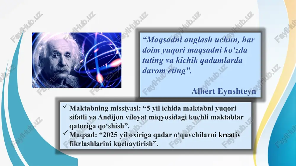 rish va ularning jamiyatda faol ma’suliyatli fuqarolar sifatida tayyorlashga qaratilgan yillik imtihonlar sinovlar orqali o‘quvchilarning akademik yutuqlari aniqlanadi. o‘quvchilarning malakasi, ta’lim olish uchun sharoit va o‘quv dasturlari mavjud. germaniyada ta’lim maqsadlari jamiyatning talablariga mos ravishda shakillantirilgan. har 3 yilda ta’lim dasturi yangilanadi. yaponiyaning ta’lim missiyasi o‘quvchilarni yuqori texnologik va ilmiy bilimlar bilan ta’minlashga qaratilgan. ta’lim samaradorligini o‘lchashda statistik tahlillar bitiruvchilarning ishga joylashish darajasi va ilmiy tadqiqotlarda erishga yutuqlari hisobga olinadi. yaponiyada yuqori malakali o‘qituvchilar zamonaviy tehnologiyalar maqsadlarni amalga oshirish uchun zarur resurs hisoblanadi. xitoy maktablarida o‘quvchilarga bilim, ilm fan tehnologiya va ijtimoiy ko‘nikmalarni shakillantirishga qaratilgan missiyasi bo‘lib global iqtisodiyot ehtiyojlariga mos maqsadlar belgilangan. o ‘quvchilarning yutuqlari xalqaro imtihonlar xalqaro miqiyosda olinadigan sertifikatlar bilan ta’lim samaradorligi o‘lchanadi. xitoyda ta’lim tizimini baholash va yangi maqsadlar belgilash uchun 5 yilda 1marta ta’lim dasturlari yangilanadi. tahlil amaldagi holat (o‘zbekistonda) amaldagi holat (germaniyada) amaldagi holat (yaponiyada) amaldagi holat (xitoyda) taklif specific (aniq) “2022-2026-yillarga mo‘ljallangan yangi …
