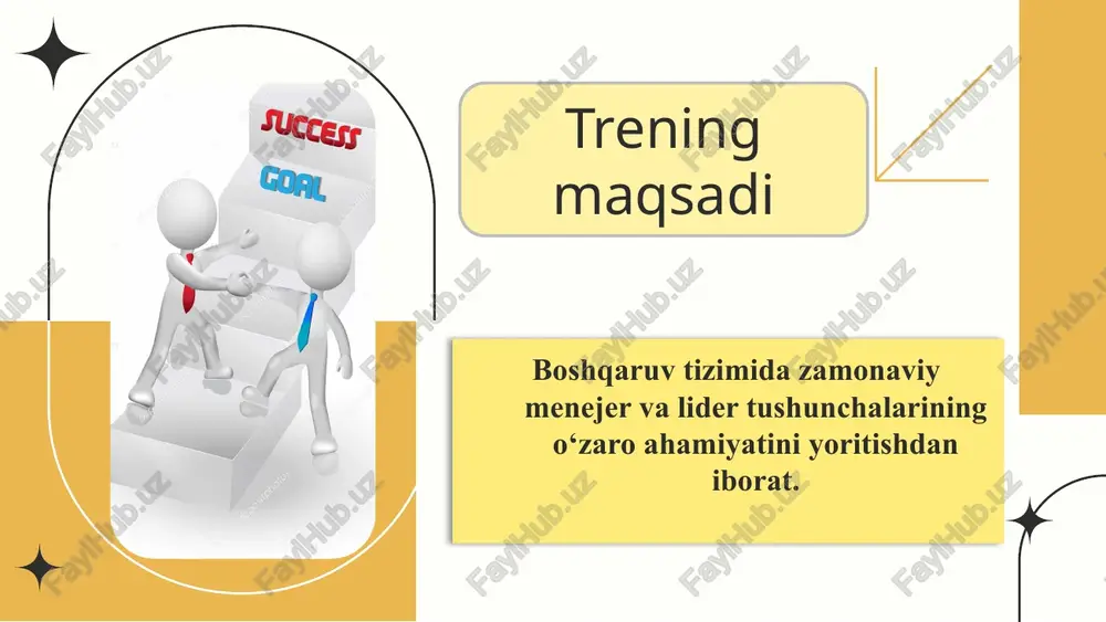 ubi menejerning imidji bu uning obrazi, ushbu menejerning unga alohida oʻziga xoslikni beruvchi va uni bir qator boshqa rahbarlardan ajratib turuvchi farqlanuvchi va mutloq taʼriflari haqidagi mustahkam tasavvurdir. ishbilarmonlikning etikasi va etiketi ishbilarmonlig etikasi - bu yaxshilik va yomonlik, maʼnaviylik va ahloqiylik, insonni jamiyatdagi maʼlum oʻrni va hayoti va faoliyatining maʼnosi haqidagi tushunchalarga mos keluvchi inson hulqining taʼlimi va amaliyotidir. ishbilarmonlik etikasi oʻz ichiga menejer, har qanday ishbilarmon kishi qoʻyilgan maqsadlarga erishish uchun suyanadigan ideallarni oladi. etiket — bu ham inson hulqini tartibga solishning shakllaridan biridir. ammo etiket qoidalari gʻoyatda rasmiy xarakterda boʻladi va odamning oldiga erkin tanlash muammosini qoʻymaydi. ularni bilish va rioya qilish zarur. etiket tili koʻproq umuminsoniy odob talablarini aks ettiradi. birinchi an’anaviy konsepsiya, “liderlikning an’anaviy va xulqiy konsepsiyasi” deganda, liderlikning ikki asosiy yondoshuvi nazarda tutiladi: ikkinchisi esa xulqiy (etika asosidagi) yondoshuvlar an’anaviy liderlik ko‘pincha hukmronlik, avtoritarizm, yoki karizmatik liderlikni o‘z ichiga oladi. bu yondoshuvda liderning kuchi …
