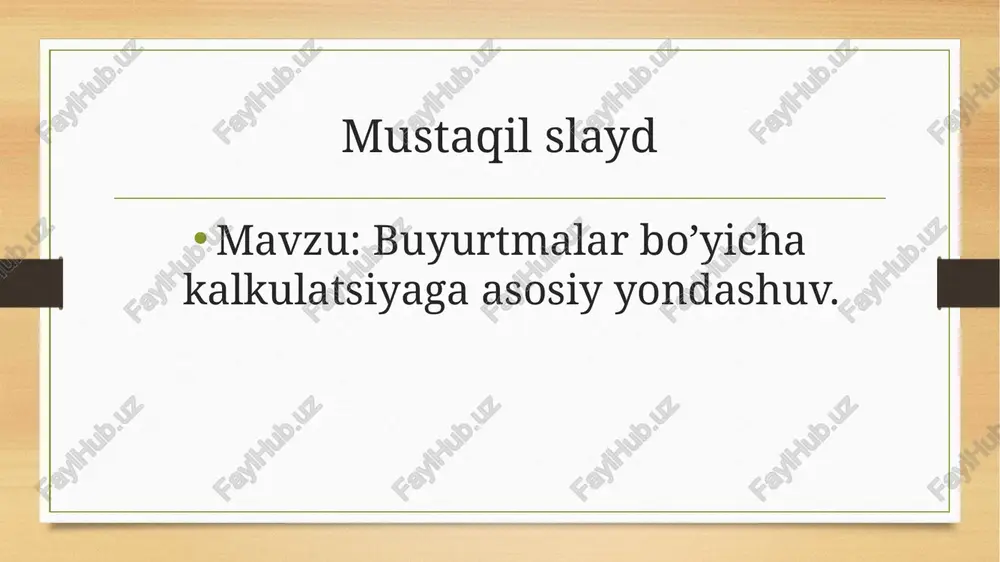 annarx boʻyicha reja yoki hisobotning asosiy koʻrsatkichlaridan biri hisoblanadi. korxonada aniq bir turdagi mahsulot birligini i.ch. va sotish boʻyicha, shuningdek, xalq xoʻjaligining sanoat, transport va b. tarmoqlarida ish birligini (tashish, taʼmirlash va b.) bajarish uchun qilingan harajatlarni pul shaklida ifoda etadi. k. quyidagi turlarga boʻlinadi: reja k.si (ilgʻor ishlab chiqarishni va mehnatni tashkil etishning ilgʻor usullarida mehnat sarflari meʼyorlari asosida tuziladi). bunday k. navbatdagi davr uchun (yil, chorak) ayrim mahsulotlarning oʻrtacha tannarxini belgilashda qoʻllanadi, ulgurji narxni belgilashga asos boʻladi; hisobot k. (xatga olish maʼlumotlari asosida hisoblanadi, reja vazifalari bajarilishini nazorat qilish uchun tuziladi, amaldagi harajatlar darajasini koʻrsatadi); normativ k. (i.ch. vositalari va ish vaqtidan foydalanishning mavjud meʼyorlari asosida tuziladi); loyiha k. (boshqa koʻrsatkichlar bilan bir qatorda kapital qoʻyilmalar va yangi texnikaning iqtisodiy samaradorligini aniqlashda qoʻllanadi). shuningdek, tannarx k.si ishlab chiqarish, toʻliq, tarmoq va b. k.larga boʻlinadi. buyurtmali kalkulyatsiya qilish usuli mohiyati mahsulot tannarxini rejalashtirish, korxonaning ishlab chiqarish- xo‘jalik faoliyatini oshirish …