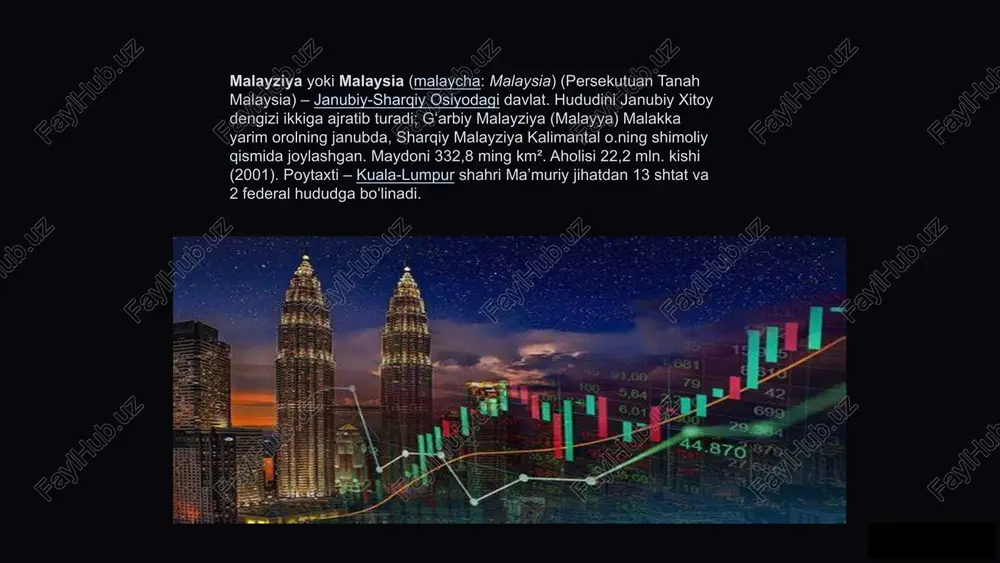 -oʻrin) • zichlik 72/km2 yim (xqt) • butun aqsh$248,700 mil. (20-oʻrin) • jon boshiga aqsh$10,383 pul birligi malaysian ringgit (myr) vaqt mintaqasi utc+8 • yoz (dst) utc+8 qisqartma my telefon prefiksi 60 internet domeni .my malayziya bank tizimining rivojlanish tarixi 1 malayziya bank tizimi britaniya mustamlakasi davrida boshlangan va 1950-yillarda tez sur'atlar bilan rivojlangan. 2 1960-yillarda malayziyaning mustaqillikka erishishi bilan bank tizimi milliylashtirishga duchor bo'lgan. 3 1980-yillarda bank tizimida liberallashtirish jarayoni boshlangan, bu esa xususiy banklarning faolligini oshirgan. 4 1990-yillarda malayziyaning moliyaviy bozori global bozorga integratsiyalashgan va bank tizimi yangi texnologiyalarni qo'llashga kirishgan. 5 malayziya bank tizimining asosiy tarkibiy qismlari markaziy bank bank negara malaysia (bnm) - malayziya bank tizimining boshqaruv organi. bnm pul siyosatini amalga oshiradi, moliyaviy barqarorlikni ta'minlaydi va banklar faoliyatini tartibga soladi. tijorat banklari tijorat banklari malayziya bank tizimining asosiy qismini tashkil qiladi. ular omonatlarni qabul qiladi, kreditlar beradi, to'lovlarni amalga oshiradi va boshqa moliyaviy xizmatlarni taqdim …