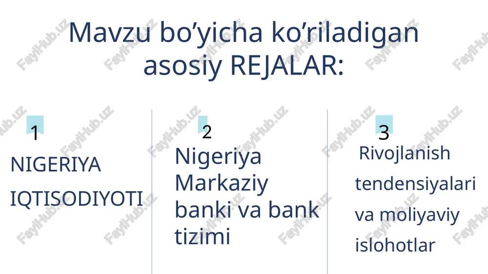 di va bu qaror butunlay o’zini oqladi. zenith bank plc sobiq bosh direktori godvin emefiel markaziy bankning 11-rahbari va 10-mahalliy gubernatoriga aylandi. zenith bank plc boshqaruvchi direktori boʻlgunga qadar emefiel korporativ bank ishida, shuningdek, gʻaznachilik va moliyaviy nazoratda ishlagan. bungacha u port-harkort universitetida moliya va sugʻurta fanlari boʻyicha oʻqituvchi boʻlib ishlagan. u stenford universiteti, harvard universiteti va uorton oliy biznes maktablarida boshqaruv taʼlimi bitiruvchisi. emefiel lavozimga kelganidan ikki kun oʻtgach, oʻzining birinchi matbuot brifingida "nigeriyada makroiqtisodiy barqarorlikni mustahkamlash va iqtisodiy rivojlanishni taʼminlash" nomli taqdimot qildi. uning taʼkidlashicha, nigeriya markaziy bankining maqsadi "narx va moliyaviy tizim barqarorligini taʼminlash va barqaror iqtisodiy rivojlanishni ragʻbatlantirish" orqali odamlarga yoʻnaltirilgan markaziy bankni yaratishdir. godvin emefielning ushbu qarorlari bank tizimini yaxshiladi. nigeriya pul siyosati neftga bog‘liqlik: nigeriya iqtisodiyoti asosan neft eksportiga tayanadi. bu holat, pul siyosatining ko‘plab jihatlarini belgilaydi, chunki neft narxlaridagi o‘zgarishlar mamlakatning iqtisodiy barqarorligiga ta'sir qiladi. inflyatsiya nazorati: cbn inflyatsiyani nazorat qilish uchun pul …