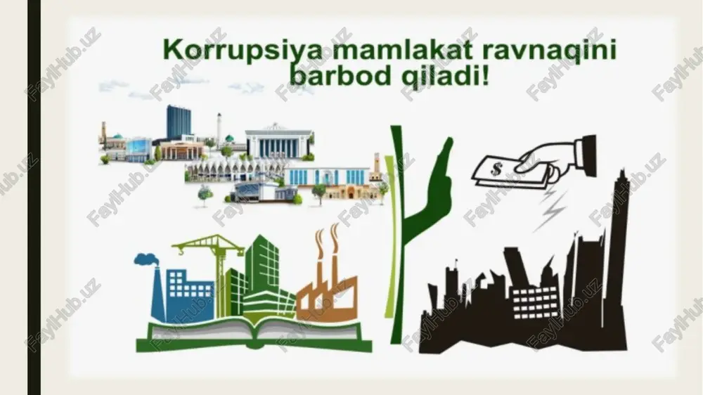 o’rib chiqadi. u davlatlarga korrupsiyani jinoyat sifatida belgilash va jazolash bo’yicha milliy qonunchilikni takomillashtirishni majburiyat qiladi.konvensiyaning asosiy qoidalari korrupsiyani oldini olishga qaratilgan. yevropa kengashi va boshqa mintaqaviy tashkilotlarning normativ hujjatlari yevropa kengashi korrupsiyaga qarshi kurashda faol rol o’ynaydi va bu sohada bir qancha normativ hujjatlarni qabul qilgan. masalan, 1999 yilda qabul qilingan jinoyat huquqi bo’yicha korrupsiyaga qarshi konvensiya korrupsiyani jinoyat sifatida belgilash va uni bartaraf etish bo’yicha choralar ko’rishni nazarda tutadi. bu hujjat poraxo’rlik, ta’sir savdosi va mansabdor shaxslarning suiiste’mol qilishini jinoyat deb hisoblashni talab qiladi. shuningdek, konvensiya xalqaro hamkorlikni kuchaytirish, jumladan, jinoyatchilarni ekstraditsiya qilish va huquqiy yordam ko’rsatish mexanizmlarini taklif etadi.yevropa kengashining yana bir muhim hujjati – 1999 yilda qabul qilingan fuqaro’lik huquqi bo’yicha korrupsiyaga qarshi konvensiya. bu hujjat korrupsiya natijasida yetkazilgan zararni qoplash va jabrlanuvchilarga kompensatsiya to’lash mexanizmlarini belgilaydi. xalqaro huquqiy mexanizmlarning korrupsiyaga qarshi kurashdagi o’rni xalqaro huquqiy mexanizmlar korrupsiyaga qarshi kurashda markaziy rol o’ynaydi, chunki korrupsiya ko’pincha …