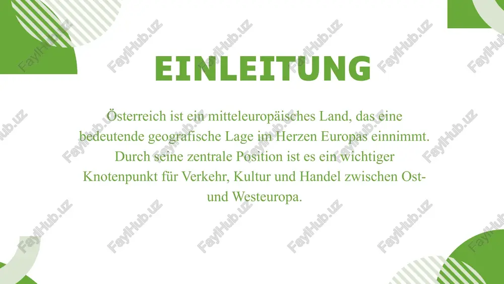 deutung der lage durch seine zentrale lage ist österreich ein verkehrsknotenpunkt für den europäischen güter- und personenverkehr. zudem spielt es eine wichtige rolle in der eu, besonders im dialog zwischen west- und osteuropa. vielen dank für ihre aufmerksamkeit image1.png image2.svg image2.png image4.svg image3.png image6.svg image4.png image8.svg image9.png image18.svg image5.png image10.svg image6.png image12.svg image7.png image14.svg image8.png image16.svg /docprops/thumbnail.jpeg