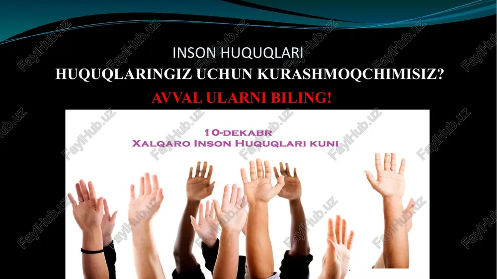 unda ko‘rsatilgan tartibda ishsizlikdan himoyalanish huquqiga egadir.” o‘zbekiston respublikasi konstitutsiyasi 37- moddasi. “o‘n sakkiz yoshga to‘lmagan shaxslar mehnatga oid huquqiy munosabatlarda katta yoshdagi xodimlar bilan teng huquqda bo‘ladilar”. o‘zbekiston respublikasi mehnat kodeksi 240- moddasi. o‘n besh yoshga to‘lgan bolalar ota-onasidan birining yoki ularning o‘rnini bosuvchi odamning yozma ravishdagi roziligi bilan, tibbiy ko‘rikdan o‘tkazilib ishga qabul qilinadi. mehnat qonunchiligiga ko‘ra ish vaqti 16 yoshdan 18 yoshgacha bo‘lgan bolalarga haftasiga 36 soatdan, 15 yoshdan 16 yoshgacha bo‘lgan, ta’til davrida ishlayotgan o‘quvchilar uchun haftasiga 24 soatdan oshmaydigan qilib belgilanadi. ma’muriy javobgarlik to’g’risidagi kodeks 491-modda. voyaga yetmagan shaxslarning mehnatidan foydalanishga yo‘l qo‘yilmasligi to‘g‘risidagi talablarni buzish voyaga yetmagan shaxs mehnatidan uning sog‘lig‘iga, xavfsizligiga yoki axloq-odobiga ziyon yetkazishi mumkin bo‘lgan ishlarda foydalanish, — bazaviy hisoblash miqdorining o‘n baravaridan yigirma baravarigacha miqdorda jarima solishga sabab bo‘ladi. iste`molchilar huquqlarini himoya qilish siz xarid qilgan mahsulot yaroqsiz chiqsa nima qilgan bo`lar edingiz? nuqsonli maxsulot sotib oldingiz, sizning qanday huquqlaringiz …