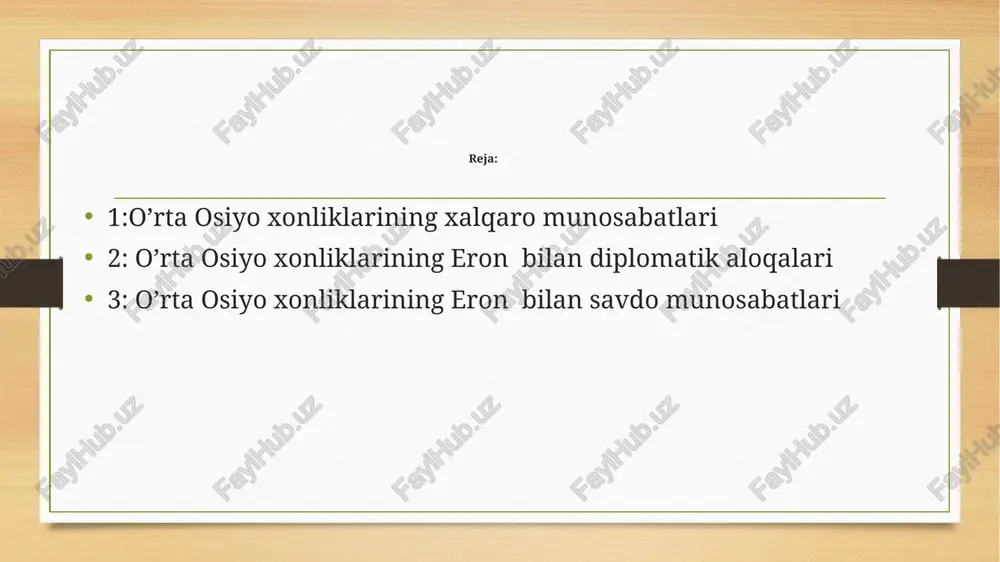 ida yuz bergan nizo bilan bog`liq edi xix asrda mintaqadagi uchta davlat, ya'ni qo'qon, xiva va buxoro xonliklari o'rtasida o'zaro ichki va tashqi savdo yo'lga qo'yilganib, shuningdek ularni afg'oniston, hindiston, xitoy, eron, rossiya davlatlari bilan bog'lovchi savdo yo'llari ko'p asrliksavdo aloqalari jarayonida rivojlangan bo'lib, ularning eng muhimlari buyuk ipak yo’li davridayoq shakllanib, qadimdanfaoliyat ko'rsatgan .xonliklar qo'shni davlatlar bilan savdo-sotiq aloqalarida avvalo ichki savdo yo'llari orqali tashqi yo'llarga chiqilardi. xonliklarda ko'pgina yirik shaharlar, xususan, qo'qon xonligida - qo'qon, andijon, namangan, marg'ilon, toshkent shaharlari, buxoro amirligida - buxoro, qarshi, samarqand, chorjo'y, shahrisabz, termiz shaharlari, xiva xonligida - xiva, qo'ng'irot shaharlari o'sha davrning asosiy savdo markazlari bo'lib, ular bilan bog'langan savdo yo'llari har bir mamlakatlari ushbu shaharlarda hunarmandchilikning yaxshi yo'lga qo'yilganligi oqibatida ishlab chiqarilgan tovarlar o'rta osiyoning ichki va tashqi bozorida ko'p mikdorda sotilgan. to'qimachilik, kulolchilik, qurol-yaroq va turli-tuman ro'zg'or buyumlarini yasash bilan mashhur bo'lgan ushbu shaharlar o'zaro savdo-sotiq orqali chambarchas bog'langan edilar. …