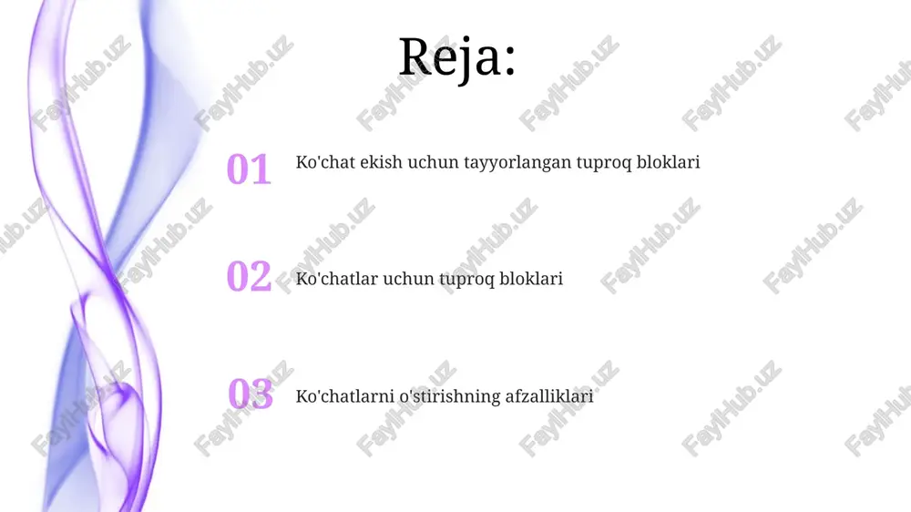 ini oladi. o'simlik turiga qarab to'g'ri o'lchamni tanlang. kasallik va zararkunandalarga qarşı kurash tozalangan asboblar va sterillangan o'simlik o'stirish muhiti kabi profilaktika choralarini qo'llang. yuqtirgan ko'chatlarni tegishli fungitsidlar yoki insektisidlar bilan davolang. ko'chatlarni kasallik yoki zararkunandalar belgilariga qarab muntazam ravishda kuzatib boring. sug'orish va o'g'itlash yaxshi drenajli tuproq aralashmasidan foydalaning. doimiy sug'orish kerak, lekin ortiqcha sug'orishdan saqlanish kerak. sog'lom o'sishni ta'minlash uchun muntazam ravishda o'g'itlang. xulosa va savol-javoblar ko'chatlarni ishlatish kuchli ildiz rivojlanishini rag'batlantiradi va ko'chirish shokining oldini oladi. ko'chatlarni katta idishlarga yoki to'g'ridan-to'g'ri bog'ga osongina ko'chirish mumkin. ko'chatlar uchun plaginlar yosh o'simliklar uchun bir xil o'sish muhitini ta'minlaydi. ko'chatlarni ekishning ahamiyati ko'chatlarni ko'chat kosalarida o'stirish urug' otish va ko'chirishda qulaylik, barqarorlik va samaradorlikni ta'minlaydi. tuproqqa o'tkazishni osonlashtiradi, ildizlarni buzishni kamaytiradi va tezroq o'sishiga yordam beradi. ko'chatlar uchun uyachalar yosh o'simliklar uchun nazorat qilinadigan muhit yaratib, sog'lom ildizlar va o'sishni ta'minlaydi. o'sish muhiti ko'chatlarni rivojlantirish uchun eng maqbul sharoitlar, jumladan …