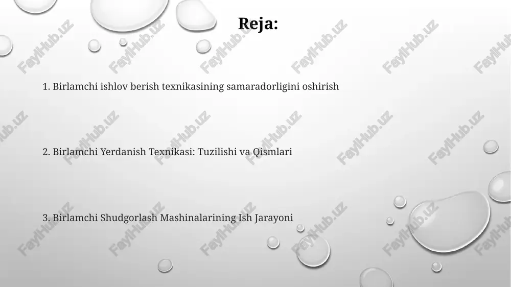 llashtirish uchun aniq qishloq xo'jaligi texnikasini qo'llash orqali tortish kuchini kamaytirish. mashina konstruksiyasi va sozlamalari: plow geometriyasini optimallashtirish, ish chuqurligini sozlash va tuproq turiga mos keladigan asbobni tanlash. operatsion texnikasi yerda ishlov berish vositalari, masalan, o'roqlar, tırmıqlar va kultivatorlar, tuproqni bo'lish va hosil qoldiqlarini qo'shish uchun mo'ljallangan. operatsion texnikasi: samarali boshlang'ich shudgorlash uchun mos chuqurlik, tezlik va qoplanish muhim. samaradorlikni oshirish: traktor kuchi optimallashtirilishi, siqilish kamaytirilish va aniq qishloq xo'jaligi texnologiyalari qo'llanilishi samaradorlikni yaxshilaydi. yer osti o'g'itlovchi ular o'tkir uchli, tuproqqa kiritib tortganda vertikal kanallar hosil qiladigan bir dasta bilan jihozlangan. subsoiler samaradorligini oshirish chuqurlikni, tezlikni to'g'ri tanlash va ripperlar yoki süpürgelerni ishlatish kabi omillarni o'z ichiga oladi. yerni chuqur yumshatgichlar zichlashgan tuproq qatlamlarini buzib, drenajni va ildiz o'sishiga yaxshilash uchun ishlatiladi. qoldiqni kiritish tuproqni ishlovchi mashinalar asosan ramka, quvvat bloki va tuproqni ishlovchi vositalardan iborat. samaradorlik: ish tezligini oshiring, to'g'ri shudgorlash chuqurligini qo'llang, asboblar hajmini optimallashtiring va mashina holatini …