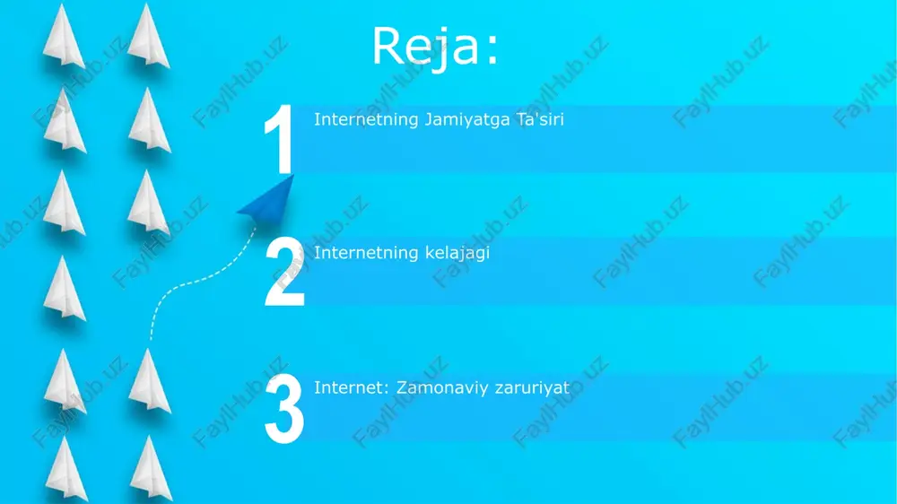 ojlanib, bizning ma'lumot bilan o'zaro ta'sir qilish va unga kirish usullarimizni o'zgartiryapti. ijtimoiy tarmoqlar va bog'lanish onlayn platformalar o'zaro munosabatlarimizni shakllantiradi, fikrlarga va xatti-harakatlarga ta'sir qiladi. ijtimoiy tarmoqlar bizni butun dunyo bo'ylab bog'laydi, muloqot va jamoatchilikni rivojlantiradi. internetning evolyutsiyasi internet ta'lim, ko'ngil ochish, biznes va ijtimoiy aloqa uchun ajralmas vositaga aylandi. harbiy tarmoqdan global hodisaga aylanib, internet aloqa va axborotga kirishni tubdan o'zgartirdi. e'tiboringiz uchun rahmat @taqdimot_robot image5.jpg image6.jpg image7.jpg image8.jpg image9.jpg image10.jpg image11.jpg image12.jpg image13.jpg image1.jpeg image2.jpeg image3.jpeg image4.jpeg
