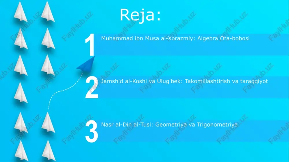 an ham aniqroq yulduz katalogini yaratishga olib keldi. ulug'bek rasadxonasi o'zbekistonning samarqand shahrida joylashgan 15-asr astronomiya markazi edi. ulug'bek: ilm-fan homiysi start muhammad ibn musa al-xorazmiy algebraga asos soldi, bu arifmetikaga ta'sir ko'rsatdi. jamshid al-koshi trigonometriya va o'nlik kasrlar bo'yicha yutuqlarga erishdi, bu esa arifmetikaga ta'sir ko'rsatdi. ulug'bek fan homiysi bo'lib, arifmetika rivojiga ko'maklashgan. muhammad ibn musa al-xorazmiy: algebra otasi "al-jabr wa'l-muqābala" nomli asari chiziqli va kvadrat tenglamalarni echish uchun tizimli usullarni kiritgan. al-xorazmiyning hissasi algebra rivojlanishining asosini tashkil etdi va asrlar davomida matematikaga ta'sir ko'rsatdi. muhammad ibn musa al-xorazmiy "algebra otasi" deb hisoblanadi. al-tusi merosi al-tusi tangent, sinus va kosinus funksiyalari tushunchasini ishlab chiqdi va trigonometriyaga katta hissa qo'shdi. al-xorazmiy "to'ldirish va muvozanatlash orqali hisoblash to'g'risida qisqacha kitob" asari bilan algebra asoslarini yaratdi. ulug'bek observatoriya qurdi va astronomik jadvallarni tuzdi, bu astronomiya va matematik hisob-kitoblarning rivojlanishiga olib keldi. tusiyning aritmetikadagi yangiliklar al-tusiyning arifmetika bo'yicha hissasi tenglamalarni yechishning yangi usullarini …