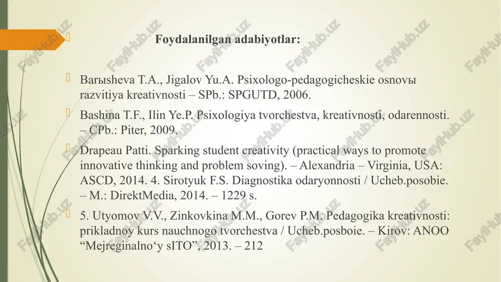 xsning faolligi va kreativ sifatlari, shuningdek, mavjud shart-sharoit, hayotiy muhim va kasbiy shartlangan hodisalarga bog‘liq. zamonaviy sharoitda pedagogning kreativlik sifatlariga ega bo‘lishi taqozo etadi. ko‘plab tadqiqotlarda intellekt va kreativlik o‘rtasidagi aloqadorlik xususida turlicha qarashlar mavjud. bir guruh tadqiqotchilar ular o‘rtasida hech qanday bog‘liqlik yo‘q ekanligini uqtirsalar, ikkinchi guruh vakillari kretivlik va intellekt darajasi bir-biriga bog‘liq ekanligini ta’kidlaydilar (kim, 2005 y.). “kreativlik” tushunchasi o‘zida madaniy xilma-xillikni aks ettiradi. g‘arb kishilari uchun kreativlik, umuman olganda, yangilik sanaladi. ular kreativlik negizida noan’anaviylik, qiziquvchanlik, tasavvur, hazil- mutoyiba tuyg‘usi va erkinlik mavjud bo‘lishiga e’tiborni qaratadilar (myordok, ganim, 1993 y.; shternberg, 1985 y.). sharqliklar esa, aksincha, kreativlikni ezgulikning qayta tug‘ilish jarayoni, deb tushunadilar (xui, sternberg, 2002 y.; rudovich, xui, 1997 y.; rudovich, yue, 2000 y.). garchi g‘arblik va sharqliklarning kreativlik borasidagi qarashlari turlicha bo‘lsa-da, biroq, har ikki madaniyat vakillari ham mazkur sifat va unga egalikni yuqori baholaydilar (kaufman, lan, 2012 y.). kreativ fikrlash har bir ijtimoiy …