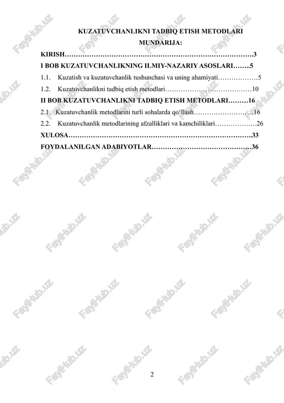 psixologik jarayon bo‘lib, unda sezgi organlari orqali olinadigan ma’lumotlar ongli tarzda qayta ishlanadi, tahlil qilinadi va natijada xulosa chiqarishga yordam beradi. tadqiqotchi yoki mutaxassis kuzatuvchanlikni amaliyotga tatbiq etish orqali hodisalarning sabablarini aniqlay oladi, turli jarayonlarni solishtiradi va optimal yechimlarni ishlab chiqadi. shu sababli, kuzatuvchanlik metodlarini o‘rganish va qo‘llash har bir ilmiy yoki amaliy faoliyatning muhim qismiga aylanadi. kuzatuvchanlikni tadbiq etishning metodlari ko‘plab sohalarda qo‘llaniladi. masalan, ta’lim jarayonida o‘quvchilarning xatti-harakatlarini baholash va individual yondashuvni ishlab chiqish, psixologiyada shaxs va guruhlarning xatti-harakatlarini o‘rganish, ijtimoiy tadqiqotlarda hodisalarni tahlil qilish, biznes va menejmentda esa ish jarayonlarini optimallashtirish va xodimlar faoliyatini baholash imkonini beradi. shu bilan birga, kuzatuvchanlik metodlari ilmiy tadqiqotlarda natijalarni ishonchli va qayta tekshiriladigan qilib beradi. kuzatuvchanlikni tadbiq etish metodlari turli sohalarda samarali qo‘llaniladi. masalan: · ta’lim jarayonida o‘quvchilarning xatti-harakatlarini baholash, dars jarayonidagi qiyinchiliklarni aniqlash va individual yondashuvni ishlab chiqish; · psixologiyada shaxsiy xususiyatlar va guruh xatti-harakatlarini o‘rganish, ijtimoiy munosabatlarni tahlil qilish; · …