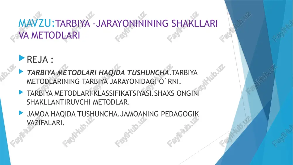 tarbiya - jarayoninining shakllari va metodlari - Page 2