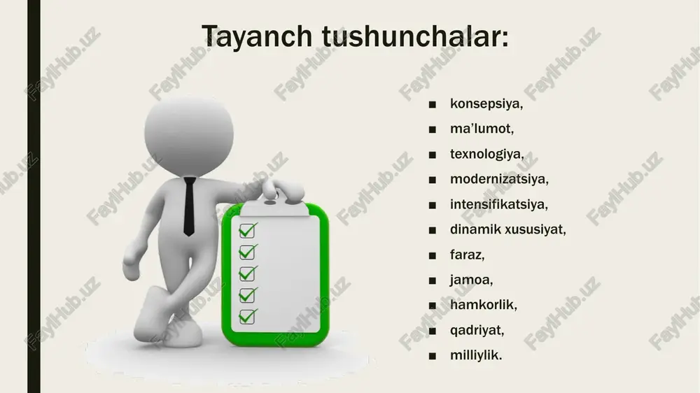 ladi; takliflarini ifodalay oladi; yaxshi odatlarga amal qiladi 3- sinf bitiruvchisiga qo‘yiladigan malaka talablari quyidagilardan iborat: maqsad va orzu-umidlarini amalga oshirishga harakat qiladi; ma’suliyatini anglaydi; ahillik, kechirimlilik, rahm-shafqatli kabi sifatlarga ega bo‘ladi; o‘z fikrini bildira oladi; bag‘rikenglik, sabr-qanoat, shukronalikni namoyon qiladi; yangilikka intiladi; jamoadagi o‘z o‘rnini his qiladi. 4- sinf bitiruvchisiga qo‘yiladigan malaka talablari quyidagilardan iborat: hayotiy maqsadlari shakllanadi; to‘g‘ri harakatlarni qo‘llab- quvvatlaydi va amal qiladi; jarayonlarga tanqidiy munosabat bildira oladi; tashabbuskorligini namoyon qiladi; mas’uliyatini anglaydi; tejamkor (tabiiy va moddiy resurslami avaylaydi) bo‘ladi; sog‘lom fikrga ega bo‘ladi; etika qoidalari haqida tushunchaga ega bo‘ladi. 5- sinf bitiruvchisiga qo‘yiladigan malaka talablari quyidagilardan iborat: mustaqil tafakkurga ega bo‘ladi; ma’suliyat va majburiyatiga amal qiladi; shaxs sifatida o‘zini anglaydi; mustaqil sog‘lom fikrga ega bo‘ladi; favqulodda vaziyatlarda to‘g‘ri harakatlanishni biladi; orasta kiyinadi va sog‘lom turmush tarziga amal qiladi. 6- sinf bitiruvchisiga qo‘yiladigan malaka talablari quyidagilardan iborat: o‘z faoliyatini tahlil qiladi, baholaydi; o‘zini-o‘zi rivojlantiradi, maqsadlari sari intiladi; …