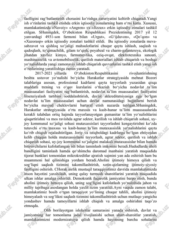 700 mingdan ortiq ishsizlarning, shuningdek, ishchi kuchining talab va taklifi bo‘yicha nomutanosiblikning mavjudligi, ayrim tumanlarda ishsizlik va norasmiy sektorda ish bilan bandlikning yuqori darajasi kuzatiladi. “aholini ish bilan taminlash biz uchun nafaqat iqtisodiy, ayni paytda katta ijtimoiy ahamiyatga egadir. hokimliklar, vazirlik va idoralar, ish beruvchi tashkilotlar bilan bir qatorda bank muassasalarini ham bu ishga yanada faol jalb etishi kerak. aholi bandligini hal etishda turizmni rivojlantirish bo‘yicha katta imkoniyatlarni ishga solishimiz lozim”. shavkat mirziyoyev. yurtimizda yiliga 1,5 million odamni ishga joylashtirishga ehtiyoj bo’lsa-da, o‘tgan yili (2016 yil) bandlikka ko‘maklashish markazlari atigi 248 ming kishini yoki 16,5 foizini ishga joylashtirgan. buning asosiy sabablari ish faoliyatidagi eskirgan shakl va usullar hamda bandlik muammolarini hal etishdagi rasmiyatchilik bilan bog‘liq.bunday holat bandlikka ko‘maklashishning faol siyosat choralarini amalga oshirish, ya'ni ish o‘rinlarini yaratish, avvalo yoshlarni va ijtimoiy himoyaga muhtoj aholi toifalarini ish bilan taminlash, tadbirkorlik faolligini rag‘batlantirish chorasini ko‘rishga zaruriyatini keltirib chiqaradi.yangi ish o‘rinlarini tashkil etishda …