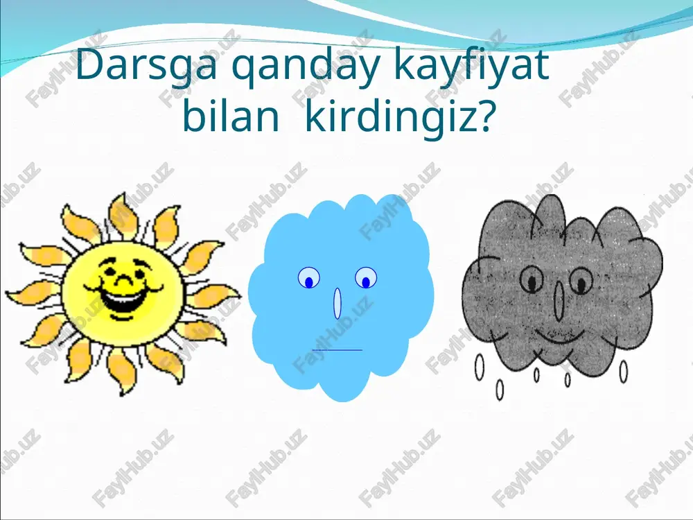 ishining qo`lida “qutadg`u bilig”ning yana bir nusxasi mavjudligi haqida ma’lumot beradi. atoqli adabiyotshunos abdurauf fitrat 1924-yili u insondan shu qo`lyozmani olishga muyassar bo`ladi. dostonning dovrug`i chinliklar “adab ul-muluk” ( “podshohlar odobi”) mochinliklar “amin ul-mamlakat”(“mamlakat omonliklari”) sharq elining ulug`lari “ziynat ul-umaro” ( “amirlar ziynati”) eronliklar “shohnomayi turkiy” ( “turkiy shohnoma”) turonliklar “qutadg`u bilig”, ba’zilar esa “ pandnomayi muluk”(“podshohlar pandnomasi”) deb tilga olganlar “qut”- baxt, saodat, “bilig”-esa bilim degani. “baxtga eltuvchi bilim” “saodatga yo`llovchi bilim” “baxtliklanish bilimi” (fitrat) asosiy 4 qahramon kuntug`di (chiqqan quyosh)-elig, hukmdor, adolat ramzi oyto`ldi (to`lgan oy- vazir, baxt va davlat ramzi o`gdulmush (aqlga to`lgan)-vazirning o`g`li, aql va zakovat ramzi o`zg`urmush(uyg`ongan)- vazirning qarindoshi, qanoat, ofiyat, sog`lomlik ramzi. bu to`rt nang uza so`zladim men so`zung, o`qisa ochilgay yetig qil ko`zing. ( so`zni shu to`rt narsa ustida yuritdim, uni o`qib tushunilsa ro`shnolik bo`ladi, ko`zingni och) darsdan so`ng qanday kayfiyatdasiz? keyingi darsda ko`rishguncha!