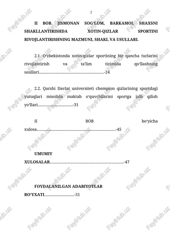 iy g‘alabasidir. ayniqsa, mamlakatimizda demokratik davlat, fuqarolik jamiyatini barpo etish, iqtisodiyotimizni bozor munosabatlariga o‘tkazish va rivojlangan davlatlar qatoridan munosib joy olish yo‘lida erishgan marralarimiz jahon ahlini haqli ravishda hayratda qoldirmoqda. 2011 yil xalqimiz mamlakatimiz mustaqilligining 20 yilligini keng nishonlaydi. ushbu o‘tgan davr mobaynida respublikamizda har bir sohadagidek, jismoniy tarbiya va sport sohasida yuksak natijalarga erishildi. mamlakatimizda sog‘lom va barkamol avlodni tarbiyalash, yoshlarning o‘z ijodiy va intellektual salohiyatini ro‘yobga chiqarishi, mamlakatimiz yigit-qizlarini xx1 asr talablariga to‘liq javob beradigan har tomonlama rivojlangan shaxslar etib voyaga yetkazish uchun zarur shart-sharoitlar va imkoniyatlar keng ko‘lamda amalga oshirilmoqda. shu jihatdan yurtimizda sportni yanada ommaviylashtirish va rivojlantirish bo‘yicha, yosh avlodni jismonan barkamol etib tarbiyalash, bolalar sportini rivojlantirish sohasida, yoshlarni, ayniqsa, qishloq qizlarini sport bilan muntazam shug‘ullanishga keng jalb etish, yangi sport majmualarini, stadionlar va inshootlarni qurish, ularni zamonaviy sport anjomlari va jihozlari bilan ta’minlash, yuqori malakali ustoz va murabbiylar bilan mustahkamlash bo‘yicha amalga oshiriladigan ishlarni izchil …