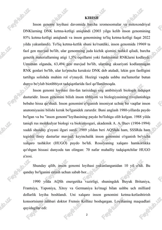'ldi. rossiyaning xalqaro hamkorlikka qo'shgan hissasi dunyoda tan olingan: 70 nafar mahalliy tadqiqotchilar hugo a'zosi. shunday qilib, inson genomi loyihasi yakunlanganidan 10 yil o'tdi. bu qanday bo'lganini eslash uchun sabab bor... 1990 yilda aqsh energetika vazirligi, shuningdek buyuk britaniya, frantsiya, yaponiya, xitoy va germaniya ko'magi bilan ushbu uch milliard dollarlik loyiha boshlandi. uni xalqaro inson genomini ketma-ketlashtirish konsortsiumi rahbari doktor frensis kollinz boshqargan. loyihaning maqsadlari quyidagilar edi: 20,000-25,000 dnk genlarini aniqlash; inson dnkini tashkil etuvchi 3 milliard juft kimyoviy asoslarning ketma-ketligini aniqlash va ushbu ma'lumotlarni ma'lumotlar bazasida saqlash; ma'lumotlarni tahlil qilish moslamalarini takomillashtirish; xususiy foydalanish sohasida eng yangi texnologiyalarni joriy etish; genomni dekodlashda yuzaga keladigan axloqiy, huquqiy va ijtimoiy masalalarni o'rganish. 1998 yilda shunga o'xshash loyihani doktor kreyg venter va uning celera genomics kompaniyasi boshlagan. doktor venter o'z jamoasiga inson genomini tezroq va arzonroq ketma-ketlashtirish vazifasini qo'ydi (uch milliard dollarlik xalqaro loyihadan farqli o'laroq, doktor venterning loyiha byudjeti 300 million …