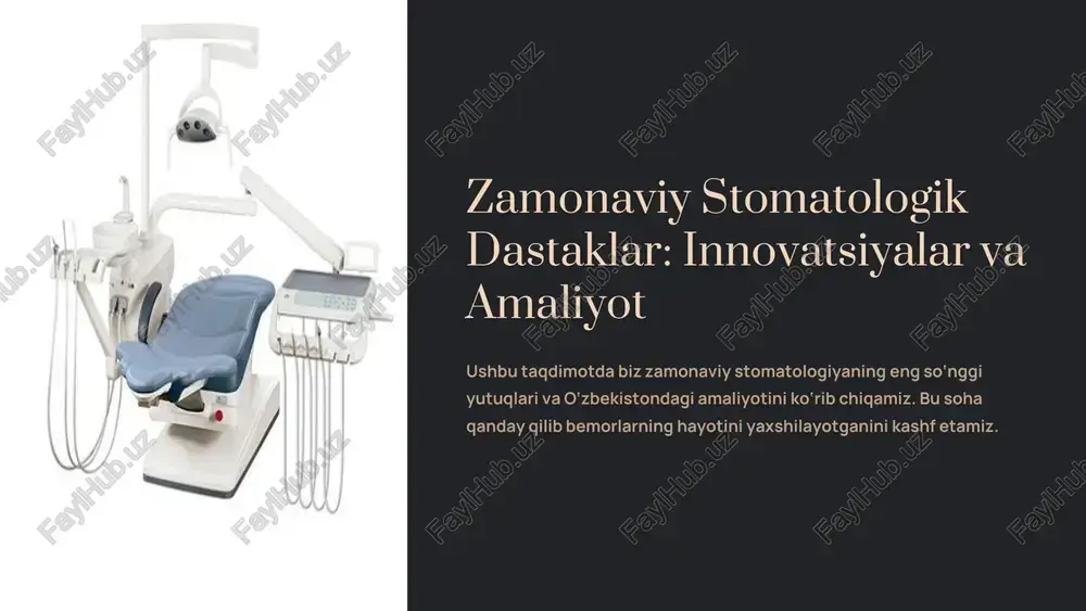 asi bilan bir kunda restavratsiya kompyuter yordamida tish koronkalarini va boshqa konstruktsiyalarni bir kunda tayyorlash imkoniyati, bu bemorlar uchun vaqtni tejaydi. toshkentdagi "zdorovye istok" klinikasi cad/cam tizimi yordamida yuqori aniqlik va estetik natijalarni ta’minlaydi. bu jarayon an'anaviy usullarga qaraganda ancha tez va samaralidir. https://gamma.app/?utm_source=made-with-gamma preencoded.png estetik va qulay yechim invisalign: metall braketlarsiz tishlarni to‘g‘rilash shaffof va qulay invisalign – shaffof kappalar yordamida tishlarni to‘g‘rilash tizimi. ular deyarli ko‘rinmas va metall braketlarga nisbatan ancha qulaydir. keng qo‘llanilishi o‘zbekistondagi concordia klinikasi bu texnologiyani muvaffaqiyatli qo‘llamoqda. dunyo bo‘ylab 10 milliondan ortiq bemorlar ushbu yechimdan foydalanmoqda. https://gamma.app/?utm_source=made-with-gamma preencoded.png eng mayda detallar ham ko'rinadi mikroskop ostida davolash: eng murakkab vaziyatlarda ham aniqlik mikroskop yordamida tishlarni davolash, ayniqsa endodontik muolajalar (ildiz kanallarini davolash) uchun zarurdir. bu usul davolash aniqligini va samaradorligini oshiradi. novosibirskdagi iq dental klinikasi kabi muassasalar yuqori texnologiyalar va maksimal xavfsizlikni kafolatlaydi, bu esa eng murakkab holatlarda ham muvaffaqiyatli natijalarni ta'minlaydi. https://gamma.app/?utm_source=made-with-gamma preencoded.png klinika …