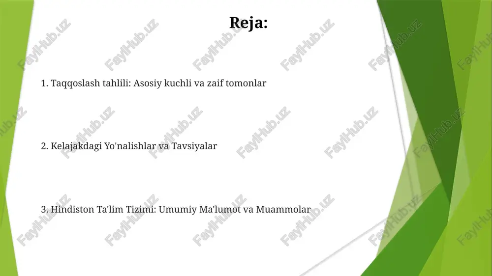 muammolarga duch kelmoqda. rivojlanayotgan davlatlar cheklangan resurslar, tengsizlik va sifatli ta'limga kirish kabi qiyinchiliklarga duch keladi. hindiston ta'lim tizimi haqida umumiy ma'lumot sifat va kirish imkoniyatlaridagi farqlar bilan, ayniqsa, kam ta'minlangan guruhlar uchun. keng qamrovli, ko'p darajali tizim, jamoat, xususiy va kasb-hunar yo'nalishlari bilan. ba'zi sohalarda xalqaro standartlarga mos keladi, lekin boshqa sohalarda orqada qoladi. baholash va baholash amaliyoti hindiston ta'lim tizimi ko'p hollarda muhim fikrlash va amaliy ko'nikmalarni e'tiborsiz qoldirib, yodlash va standartlashtirilgan testlarga e'tibor qaratadi. hindistonning baholash amaliyotlari, ayniqsa, o'quvchilarning ishtirokini rag'batlantirish va shaxsiy o'sishni rivojlantirish bo'yicha global standartlarga nisbatan orqada qolganligini taqqoslash tahlili ko'rsatmoqda. hindistonda baholash va baholash amaliyoti turli xil darajalarda va muassasalar turlarida sezilarli darajada farq qiladi. moliyalashtirish va resurslar hindiston ta'lim tizimi: stem sohalarida kuchli tomonlari bo'lgan xilma-xil tizim, ammo yuqori tashlab ketish darajasi, etarli bo'lmagan infratuzilma va o'qituvchilar sifatida qiyinchiliklarga duch keladi. moliya va resurslar: hindiston ta'limi moliyalashtirish, o'qituvchilarni tayyorlash va infratuzilmada qiyinchiliklarga …