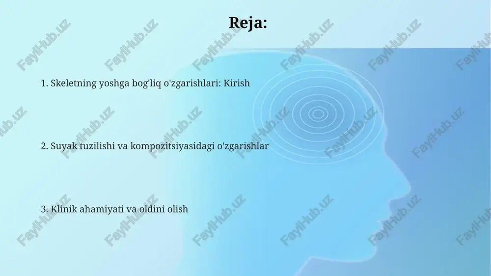yin. suyak mineral zichligi (smz) tekshiruvi, dexa skanerlash yordamida o'lchanadi, suyak massasini baholash uchun muhim bo'lib, osteoporoz xavfini aniqlashga yordam beradi. bolalik va o'smirlik davrida suyaklarning o'sishi va rivojlanishi bolalikda suyaklar asosan tog'aydan iborat bo'lib, suyaklanish markazlari orqali suyakka aylanadi. bu jarayon 25 yoshgacha davom etadi va suyak massasining 90 foizini tashkil etadi. o'smirlik davrida o'sish plitalari (epifizlar) uzun suyaklarning uchlarida joylashgan bo'lib, bo'yning o'sishini ta'minlaydi. bu plitalar taxminan 18-25 yoshda yopiladi. suyak zichligi o'smirlik davrida tez sur'atlar bilan ortadi, ayniqsa qizlarda hayz ko'rish boshlangandan keyin. kaltsiy va d vitamini iste'moli suyak salomatligi uchun muhim. suyak remodelingi: ta'rif va jarayon remodeling jarayoniga osteoklastlar (suyakni rezorbsiya qiluvchi hujayralar) va osteoblastlar (suyakni hosil qiluvchi hujayralar) kiradi; ularning o'zaro muvozanati 0 dan katta bo'lishi suyak zichligini oshiradi. suyak remodelingi – bu mavjud suyak to'qimasining doimiy ravishda olib tashlanishi (rezorbsiya) va yangi suyak to'qimasining (ossifikatsiya) hosil bo'lishi jarayoni, bu taxminan 10 yil davom etadi. …