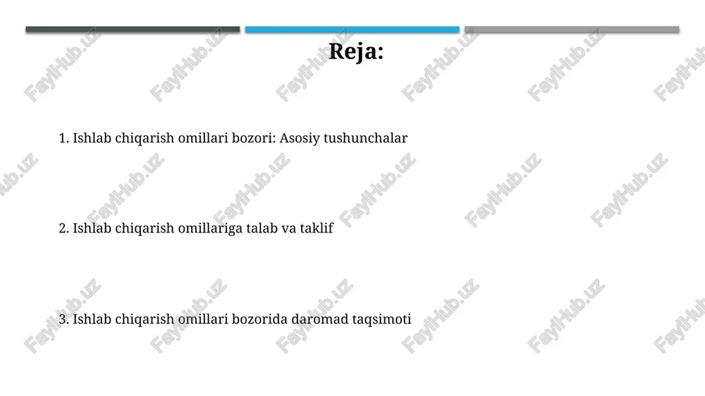r kapitalistlari va biznes farishtalari tarmog'ini qamrab oladi. ushbu bozor xavfni baholash, strategik rejalashtirish va tashkilot ichida resurslarni samarali taqsimlash bo'yicha 10 yillik tajribaga ega menejerlarni qidiradi. ishlab chiqarish omillari bozorining o'zaro aloqasi va ta'siri ishlab chiqarish omillari bozorida 1-omilning narxi (masalan, kapital) boshqa omillar (mehnat) talabiga ta'sir etadi, yuqori kapital xarajatlari mehnatga talabni kamaytirishi mumkin. texnologik taraqqiyot mehnat unumdorligini oshirib, ish haqini ko'paytiradi, lekin kapitalga talabni ham oshirishi mumkin, shuningdek, bu ish o'rinlarini kamaytirishi mumkin. e'tiboringiz uchun rahmat image2.jpg image3.jpg image4.jpg image5.jpg image6.jpg image7.jpg