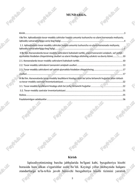 r xo'jalik yurituvchi subyekt o'z faoliyatining foydalilik darajasini doimo tahlil qilishga va amalga oshirilayotgan jarayonlarning hisobini to'gri tashkil qilishlari zarur. bu sharoitda bugalteriya hisobining ahamiyati katta bo'lib, undan yanada unumli foydalanish zaruriyati ortib boradi. chunki, aynan shu sohalar iqtisodiyot subyektlarining aytib o'tilgan talablarning bajarilishida muhim o'rinni egallaydi. konseptual asos o'zbekiston respublikasining "buxgalteriya hisobi to'g'risida"gi qonuni, buxgalteriya hisobining milliy standartlari (bhms)ga muvofiq moliyaviy hisobotdan foydalanuvchilar uchun moliyaviy axborotlarni taqdim etishning maqsadi va ochib berishni belgilaydi. konseptual asos bhms hisoblanmaydi. mazkur konseptual asosning hech bir qoidasi aniq bir bhms qoidalaridan ustunlik kuchiga ega emas. ayrim hollarda, agar konseptual asos bilan bhms o'rtasida ziddiyatlar bo'lsa, bhmsning talablari konseptual asos talablaridan ustun. xo‘jalik yurituvchi subyektlar darajasida tovar-moddiy zaxiralar yirik miqdordagi moliyaviy resurslar qo‘yilmasini talab etuvchi obyektlar jumlasiga kiradi va shuning uchun ular xo‘jalik yurituvchi subyektlarning ishlab chiqarish yoki marketing siyosatini belgilab beradigan muhim omillardan biri sifatida namoyon bo‘ladi. biroq, xo‘jalik yurituvchi subyektlarning ko‘pchiligi odatda …