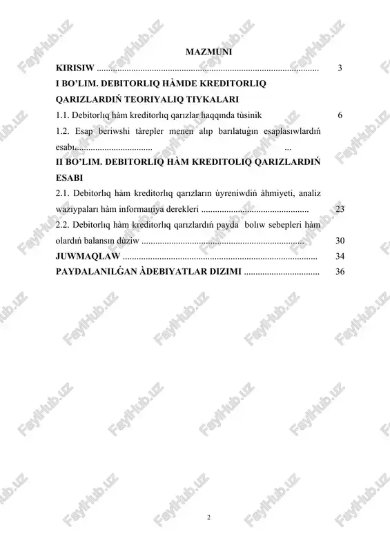 tarmaqlarda jetilistiriw màseleleri bir qansha sheshilgen bolsada, ele aldımızda sheshiliw kerek bolǵan màseleler az emes. awıl xojalıǵı kàrxanaları sonıń ishin fermer xojalıqları óziniń materiallıq-texnikalıq bazasına iye bolıwǵa jetilisiw ushın hàreket etpekte. sonıń menen birgelikte fermer xojalıqlarınıń esap-sanaq jumısların jetilistirip barıw maqsetke muwapıq boladı. esap sanaqtı jetilistirip barıwdaǵı tiykarǵı maqsetimiz xojalıqlardıń barlıq operatsiyalarına sırt el investorı tolıq tùsiniwine erisiwimiz zàrùr. sonda ǵana sırt el investitsiyaların xojalıqlarǵa kirigiziw mùmkinshiligine iye bolamız. bul degen sapalı zaman talabına say ónimlerdi óndiriwge sapalı xızmet kórsetiwge, aldınǵa tàjiriybelerdi ùyreniwge mùmkinshilk beredi. keyingi waqıtları debitorlar hàm kreditorlar menen esaplasıw màseleleri bir qansha shiyelenisip barmaqta. debitorlıq hàm kreditorlıq qarızlardıń hàdden tıs kóbeyip ketiwi awıl xojalıǵı kàrxanalarınıń finans xojalıq jumıslarına keri tàsirin tiygizbekte. sonlıqtan debitorlıq hàm kreditorlıq qarızlardıń kemeyiwinde esap-sanaq jumısların jetilistirip barıw màseleleri hàzirgi waqıtta aktual mashqalalardıń birine aylanbaqta. bunıń ushın esap-sanaq jumısların jaqsılaw yaǵnıy esaplaw jumısların buxgalteriya esabınıń milliy standartlarına sàykes alıp barıwdı jetilistiriw aktual màselelerden esaplanadı. …