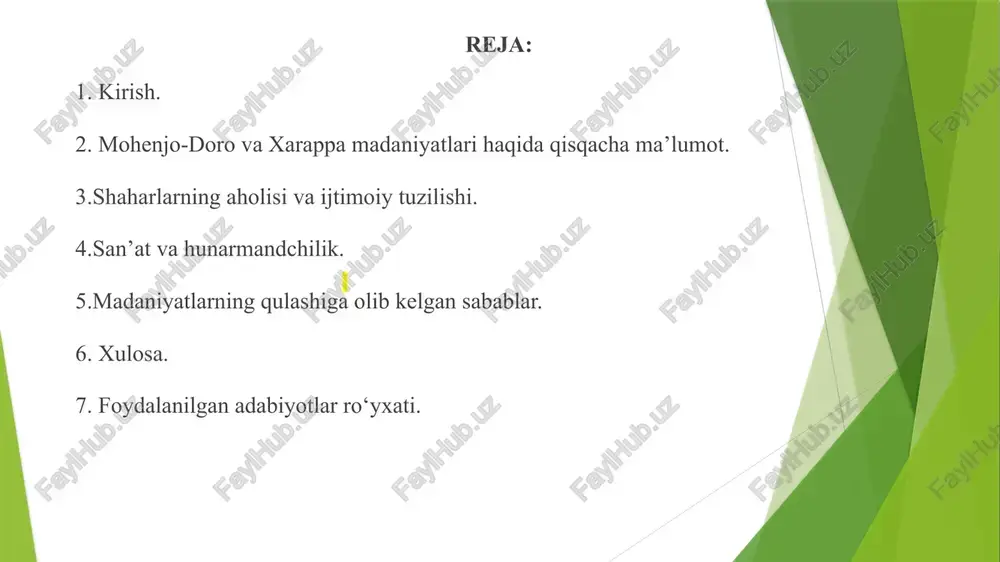 daryosidan 2 milya (3 km) uzoqlikda joylashgan moxenjo-daro shahri antik davrda sun'iy to'siqlar bilan himoyalangan bo'lib ko'rinib turganidek, o'nlab bloklarga o'xshab ajoyib muntazamlik bilan qurilgan. har biri shimoldan janubga taxminan 1260 fut (384 metr) va sharqdan g'arbga 750 fut (228 metr) bo'lgan "orollar" to'g'ridan-to'g'ri yoki to'g'ri yo'laklarga bo'lingan. g'arbiy tomondan markaziy blok sun'iy ravishda 20 dan 40 futgacha (6 dan 12 metrgacha) loy va loy g'isht bilan qurilgan va noma'lum darajada pishgan g'ishtdan kvadrat minoralar bilan mustahkamlangan . baland cho'qqidagi binolar orasida ayvon bilan o'ralgan hammom yoki tank, katta turar-joy inshooti, ​​katta don ombori va kamida ikkita yo'lakli yig'ilish zali mavjud edi. xarappa – xarappa madaniyati bosh markazlaridan birining xarobasi. pokistonning moʻlton viloyatidagi ravi daryosining eski oʻzani yaqinida joylashgan. 19-asrning 50-yillarida ingliz olimi a.kanningxem tomonidan ochilgan. keyinchalik ingliz va xind arxeologlari j. marshall, e. makkey, m.uiler, d.saxni, r.banerjilar tadqiq qilganlar. qishloq 260 ga dan ziyod maydonni egallab, qalʼa va quyi …