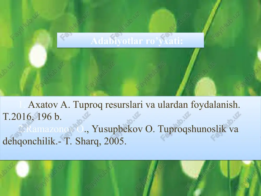 hun ham oʼsimliklarning tashqi muhit bilan oʼzaro bir-biriga taʼmir etishi ilmiy dehqonchilikning asosi hisoblanadi. oʼsimlik organlari hosil boʼlishida qatnashuvchi, oʼsishiga, rivojlanishiga, hosildorligiga, yetishtirilgan mahsulot sifatiga taʼsir etuvchi omillar dehqonchilikda madaniy oʼsimliklarning hayot omillari deyiladi. dunyo olimlarining dehqonchilik faniga qoʼshgan xissalari dehqonchilik fanini rivojlanishida qator olimlar oʼz hissasini qoʼshgan. m.v.lomonosov (1711-1765) “yer qatlamlari haqida" nomli asarida qora tuproqni kelib chiqishini bayon qildi. bolotov xviii asrning ikkinchi yarmida yer tuzilishi, almashlab ekish, begona oʼtlarga qarshi kurash, oʼgʼitlash masalalari boʼyicha maqolalar bilan dehqonchilikning asosiy printsiplarini tarifladi. u yetti dalali almashlab ekishning 3 ta dalasi qoʼriq boʼlishini bayon etdi. i.m.komov 1898 yilda "dehqonchilik haqida" asarida partov sistemasiga qarshi chiqib u koʼp dalali va ekinlar navbatlab ekiladigan almashlab ekishni tavsiya qildi. d.i.mendeleev mineral oʼgʼitlarni qoʼllashni tekshirib, dehqonchilikni intensivlashtirishga daʼvat etdi. m.g.pavlov (1793-1840) almashlab ekishni keng tashviqot qildi. u tuproqning singdirish qobiliyatini oʼrganish boʼyicha katta ishlar olib bordi. v.r.vilyams (1863-1939) tuproqshunoslikda biologik nazariya asoschisi hisoblanadi. k.a.timiryazev, …