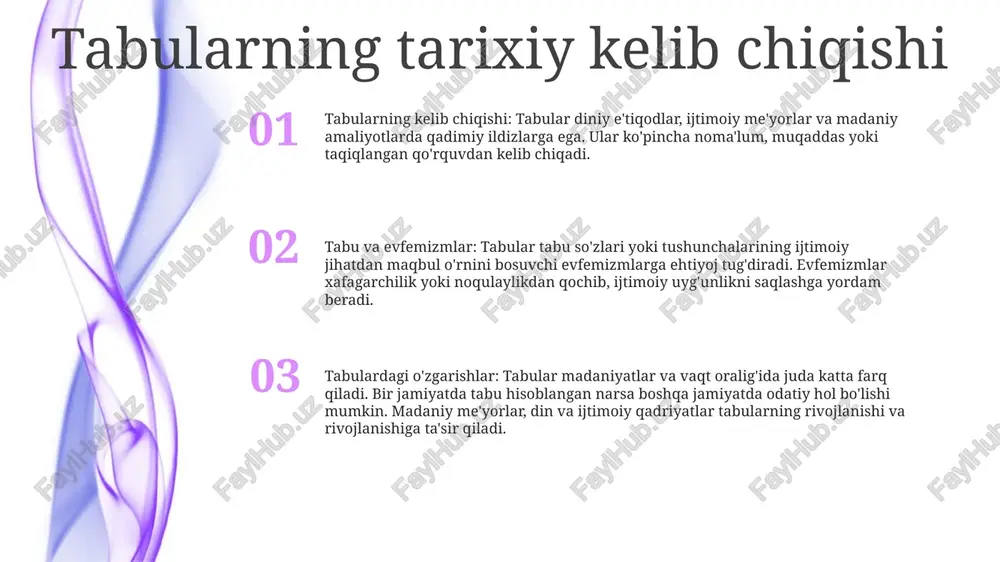 . ijtimoiy me'yorlarni saqlash uchun evfemizmlar: ular nomaqbul yoki ijtimoiy jihatdan nomaqbul deb hisoblanishi mumkin bo'lgan mavzularni muhokama qilish uchun maqbul tilni taqdim etish orqali jamiyat qadriyatlari va umidlarini mustahkamlaydi. tabu tilining psixologiyasi tabu tili va ijtimoiy me'yorlar: tabu tili keng qabul qilingan ijtimoiy me'yorlarni buzadi va ko'pincha kuchli his-tuyg'ularni ifodalash yoki hokimiyatga qarshi chiqish uchun ishlatiladi. u ijtimoiy nazorat yoki isyon uchun vosita bo'lib xizmat qilishi mumkin. evfemizmlar yumshatish vositasi sifatida: evfemizmlar tabu so'z yoki iboralarni yumshoqroq almashtiradi. ular ma'lum ijtimoiy kontekstlarda huquqbuzarlik yoki noqulaylik tug'dirmaslik uchun ishlatiladi. evfemizmlardan foydalangan holda, ma'ruzachilar xushmuomalalik va ijtimoiy maqbullikni saqlab, bir xil xabarni etkazishlari mumkin. tabu tili va tilni o'zlashtirish:tabu tilini o'zlashtirishga madaniy va ijtimoiy omillar ta'sir qiladi. bolalar ko'pincha tabu so'zlari haqida tengdoshlaridan yoki ommaviy axborot vositalari orqali bilib olishadi va ular turli ijtimoiy sharoitlarda ulardan to'g'ri foydalanishni tushunishadi. siyosat va ommaviy axborot vositalarida evfemistik til media tabulari: "o'lgan" o'rniga "o'lgan" …