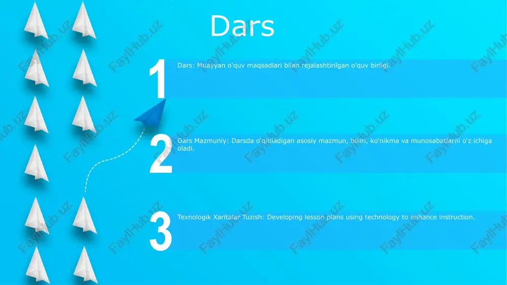 -harakatlari: sinf muhitini buzadigan va o'rganishga to'sqinlik qiladigan o'quvchilarning xatti-harakatlari bilan kurashish strategiyalari. boshlang'ich sinf matematikadan sinfdan tashqari ishlarni tashkil etish start 1. boshlang‘ich matematika fanidan darsdan tashqari mashg‘ulotlar- o‘quvchilarning darsdan tashqari matematikaga qiziqishini kuchaytiradi.- muammolarni yechish va tanqidiy fikrlashni kuchaytiradi.- amaliy tajriba va izlanishlar uchun imkoniyat yaratadi. 2. boshlang'ich matematikada o'qitish usullari- muammoli ta'lim: hal qilish uchun real stsenariylarni taqdim etadi.- texnologiya integratsiyasi: manipulyatsiyalar, simulyatsiyalar va dasturiy ta'minotdan foydalanadi.- differentsial ko'rsatma: darslarni o'quvchilarning individual ehtiyojlariga moslashtiradi. 3. qiyinchilikka uchragan talabalar bilan ishlash - o'rganishdagi qiyinchiliklarni aniqlang va tegishli yordam ko'rsating. - qo'shimcha vaqt, individual o'qitish va o'rtoqlar bilan o'qitishni taklif qiling. - ishonch va motivatsiyani oshirishga e'tibor qarating. sinfdan tashqari ta'limning yordamchi shakllari dars mazmuni, texnologik xaritalar tuzish: talabalarning faolligi va tushunishini optimallashtirish uchun dars mazmuni va texnologik resurslardan foydalangan holda darslarni samarali rejalashtirish va tuzish. sinfdan tashqari ta'limning yordamchi shakllari: o'quvchilarning o'rganish tajribasini sinfdan tashqarida oshirish, ularning ijodkorligi …