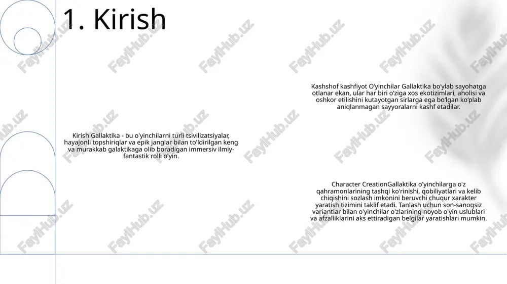 tini ochishga bag'ishlangan innovatsion global platforma. vizyon: ijodkorlarga, innovatorlarga va quruvchilarga zamonaviy vositalar, resurslar va qo‘llab-quvvatlash orqali markazlashtirilmagan kelajakda gullab-yashnashi uchun imkoniyatlar berish. qadriyatlar: hamkorlik, halollik, oshkoralik, innovatsiyalar va imkoniyatlarni kengaytirish 4. missiya va vizyon dasturiy ta'minotni ishlab chiqish: gallaktika mobil ilovalarni ishlab chiqish, veb-ilovalarni ishlab chiqish va korporativ dasturiy echimlarga ixtisoslashgan korxonalar va tashkilotlarga shaxsiy dasturiy ta'minotni ishlab chiqish xizmatlarini taklif etadi. it-konsalting: gallaktika mijozlarga texnologiya strategiyasi, infratuzilmani optimallashtirish, bulutli migratsiya va raqamli transformatsiya tashabbuslarida yordam beruvchi ekspert it-konsalting xizmatlarini taqdim etadi. ma'lumotlar tahlili va sun'iy intellekt: gallaktika korxonalarga o'z ma'lumotlaridan tushuncha olish, qaror qabul qilishni yaxshilash va operatsion samaradorlikni optimallashtirishga yordam berish uchun ma'lumotlar tahlili va sun'iy intellekt (ai) sohasidagi tajribasidan foydalanadi. 5. mahsulotlar va xizmatlar bozor mavjudligi: mahalliy kuchgallaktika o'zining mahalliy bozorida kuchli ishtirok etib, galaktikaning tog'-kon sanoati va qayta ishlash sanoatining katta ulushiga ega. bozor mavjudligi: mintaqaviy kengayish o'z uy galaktikasida mustahkam o'rin egallagan bo'lsa-da, gallaktika …